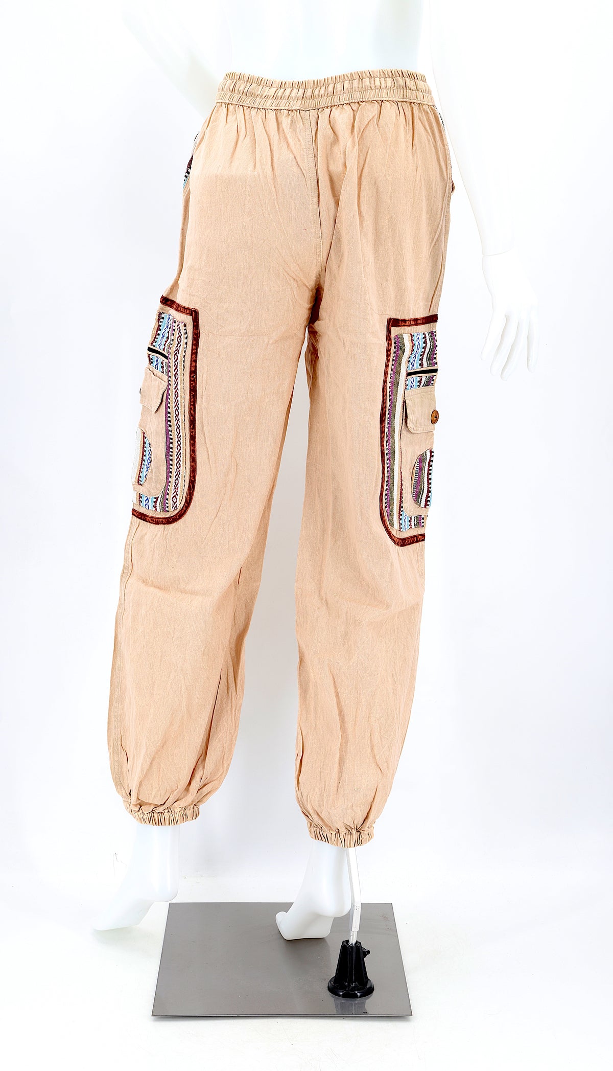 Pantalon Sarouel Simple en Coton Gheri Mix Couleur Délavée