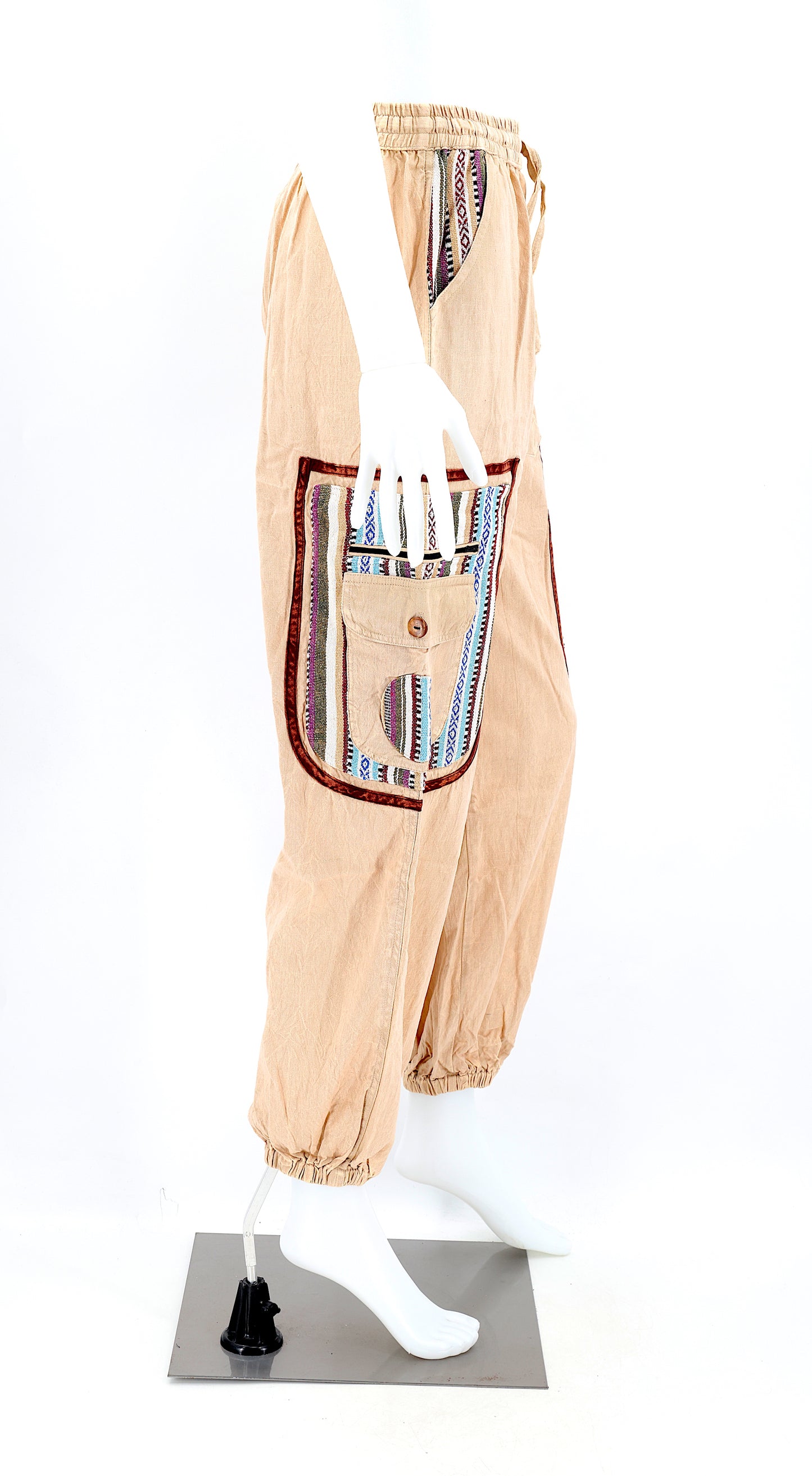 Pantalon Sarouel Simple en Coton Gheri Mix Couleur Délavée