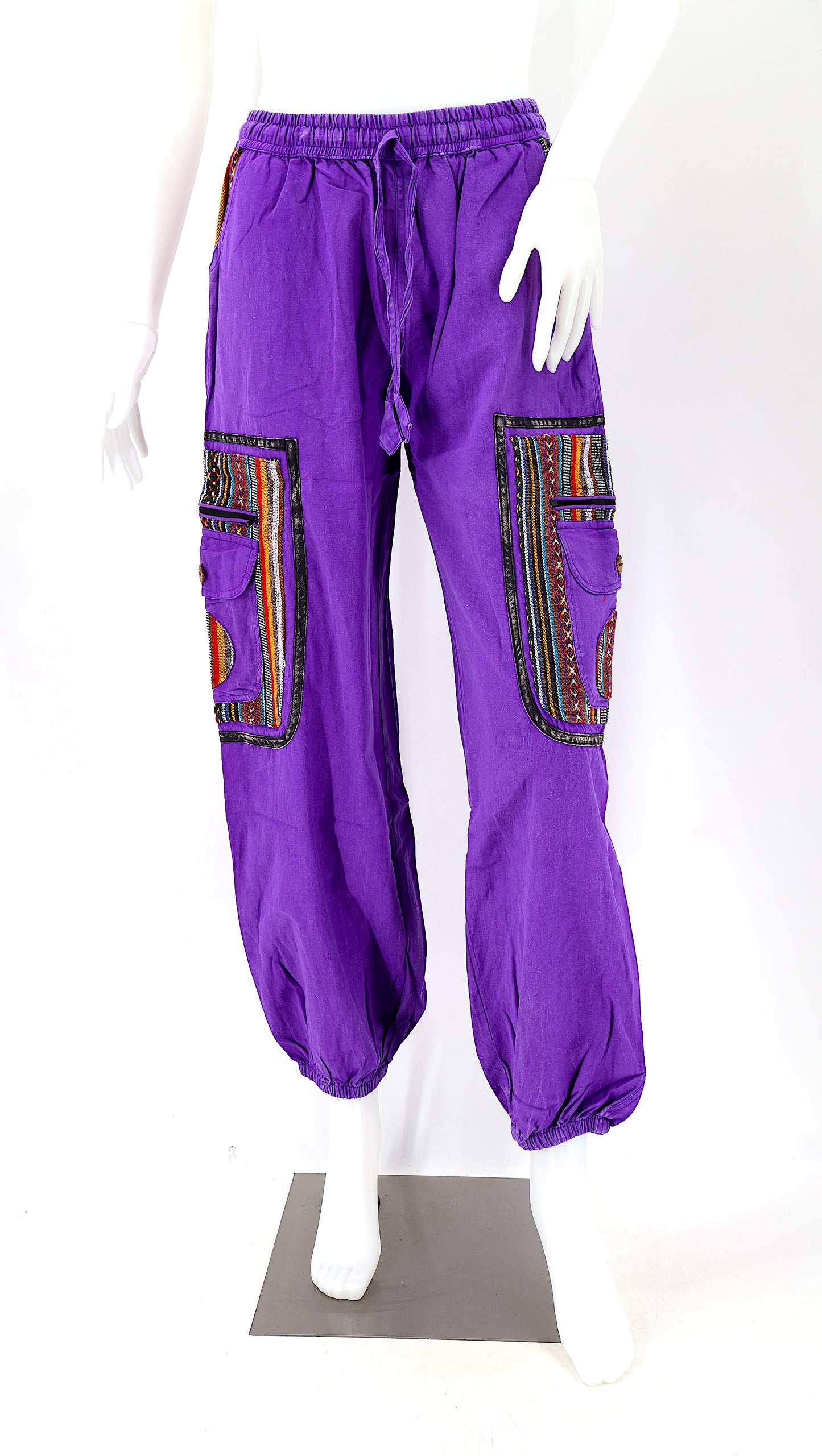 Pantalon Sarouel Simple en Coton Gheri Mix Couleur Délavée