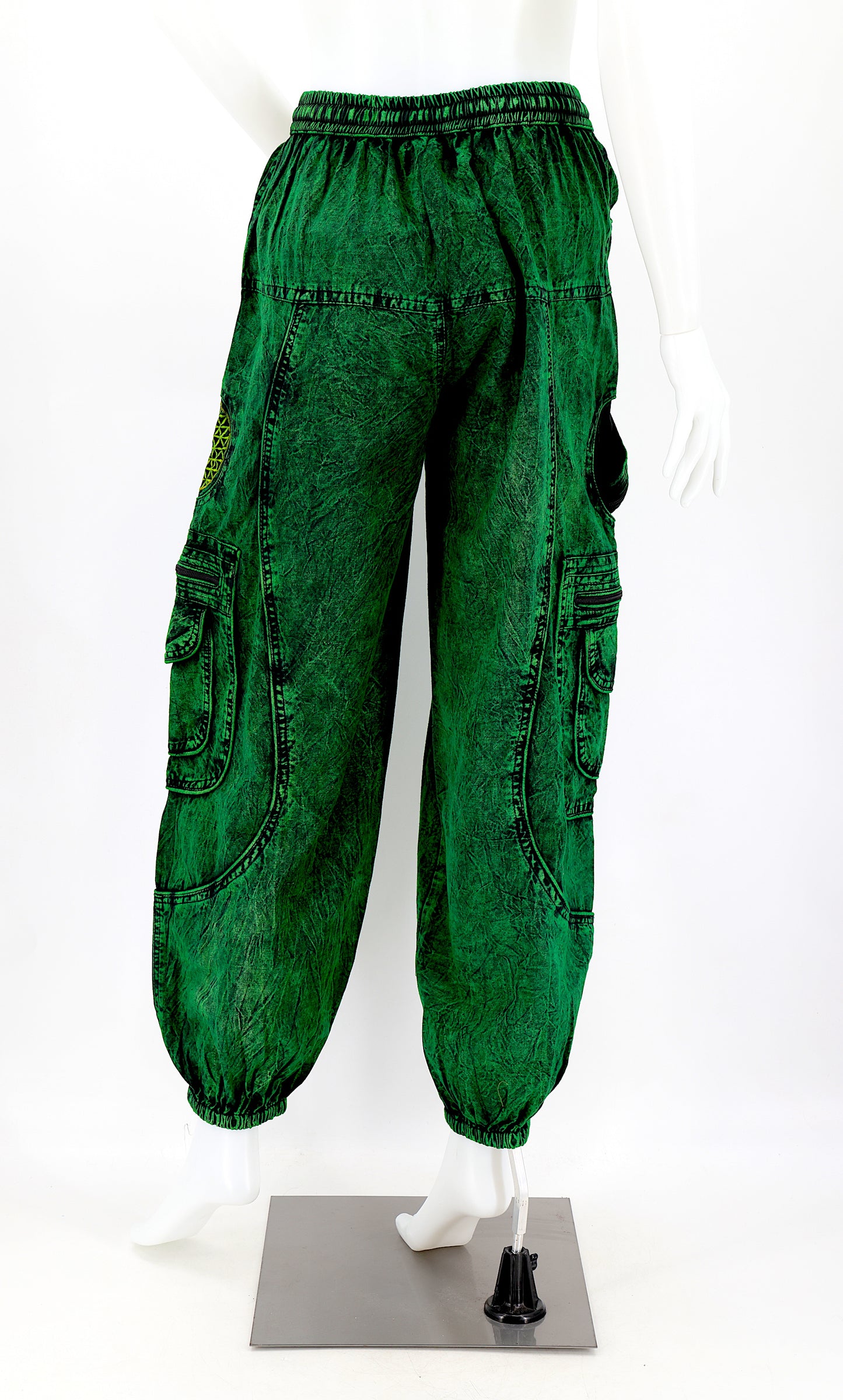 Cotton Hippie Handmade Harem Solid Color Flower of Life Embroidered Bohemian Pants