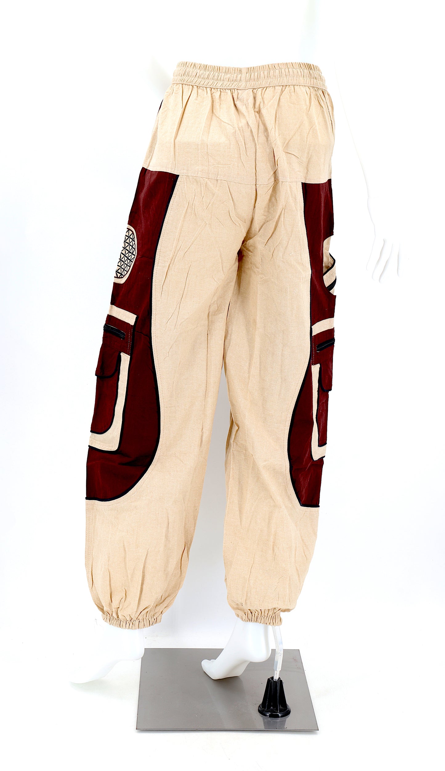 Cotton Hippie Handmade Harem Solid Color Flower of Life Embroidered Bohemian Pants