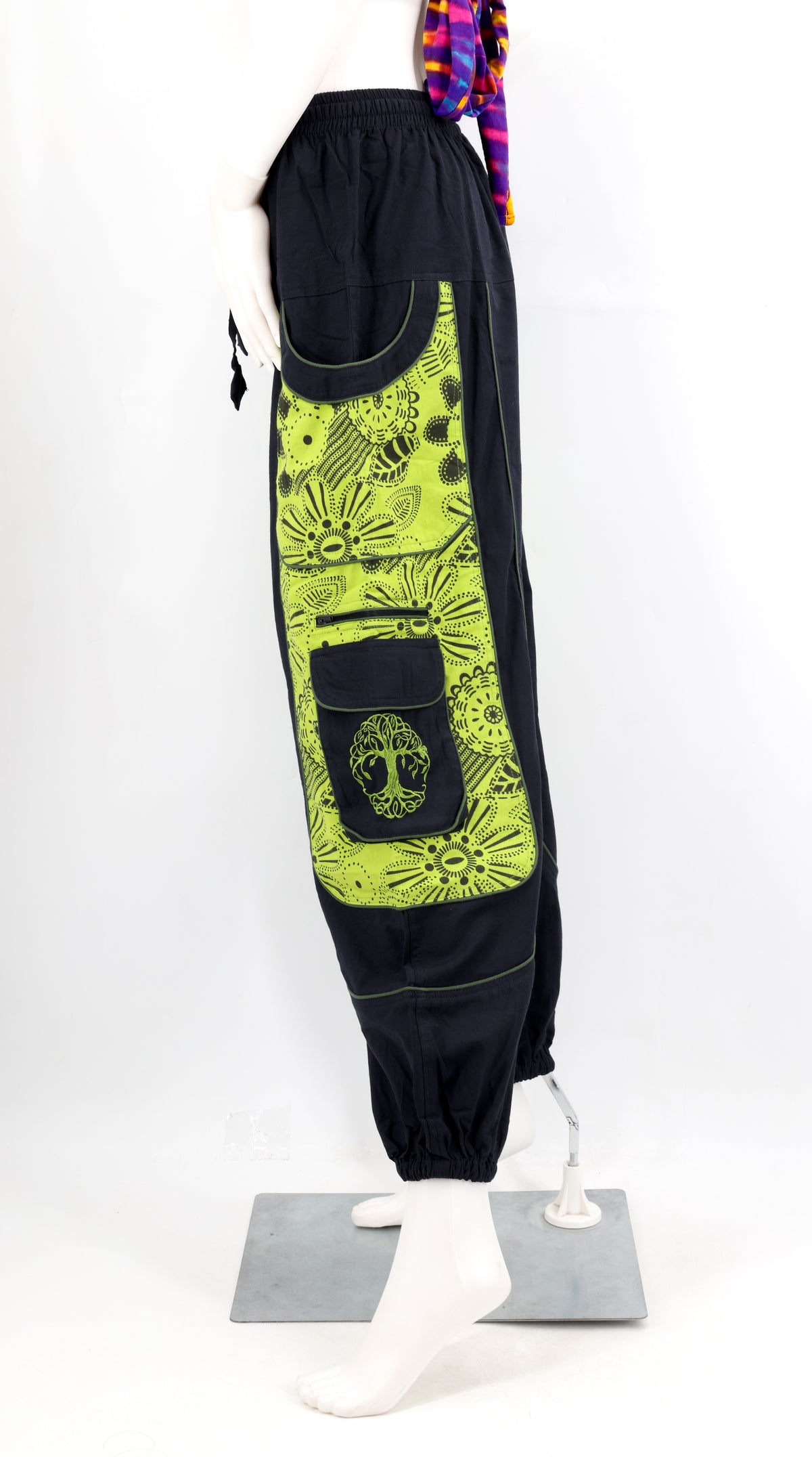 Unorthodoxe bestickte Baum des Lebens-Hose mit Muster | Baumwoll-Haremshose