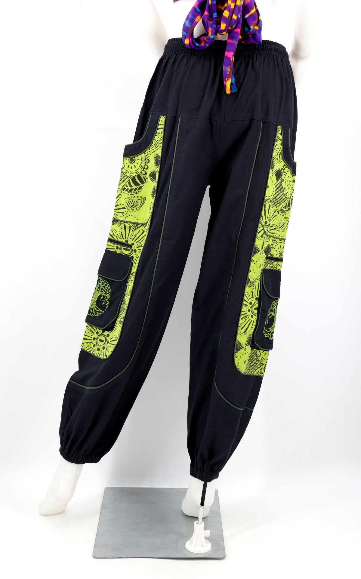 Unorthodoxe bestickte Baum des Lebens-Hose mit Muster | Baumwoll-Haremshose