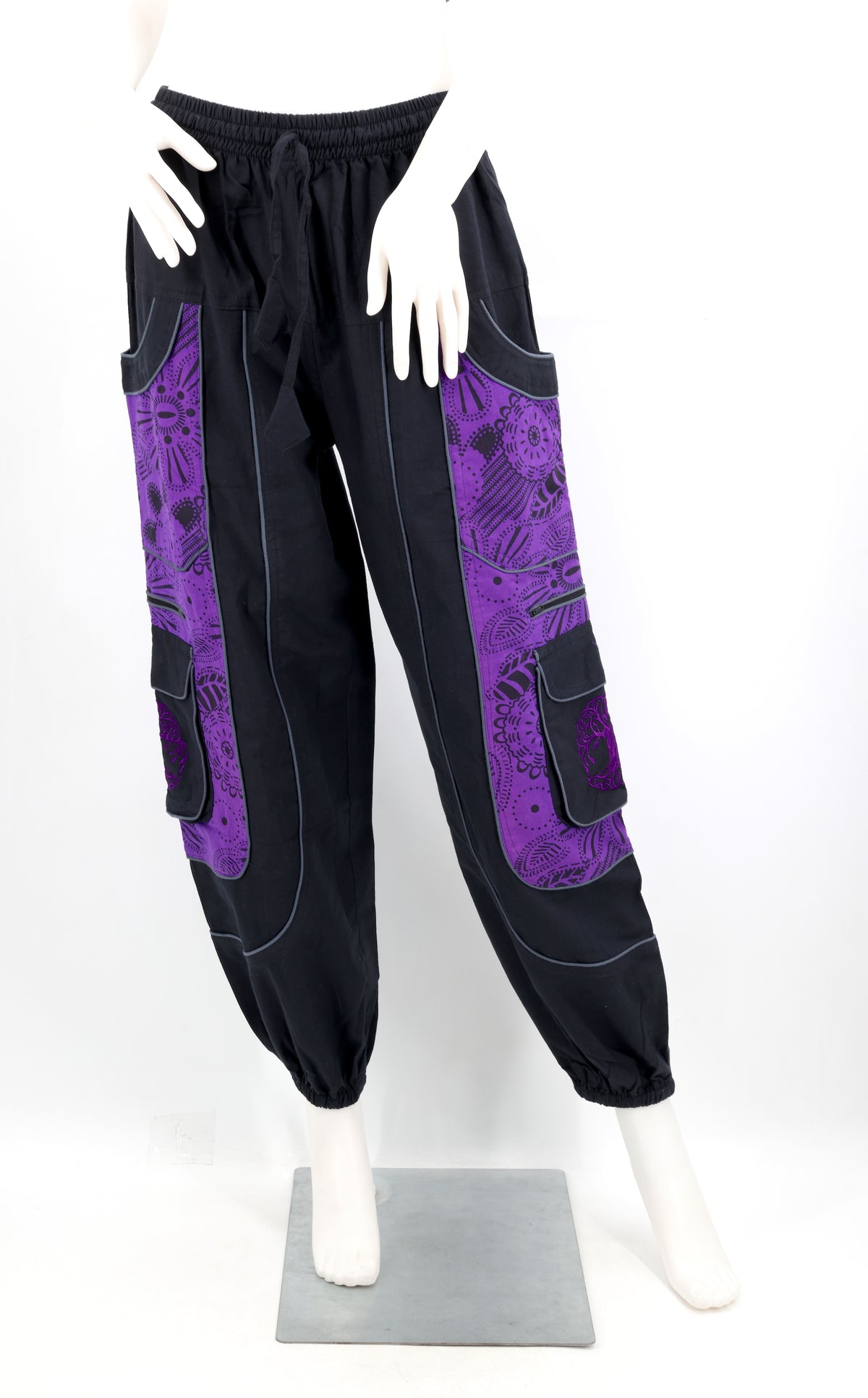 Unorthodoxe bestickte Baum des Lebens-Hose mit Muster | Baumwoll-Haremshose