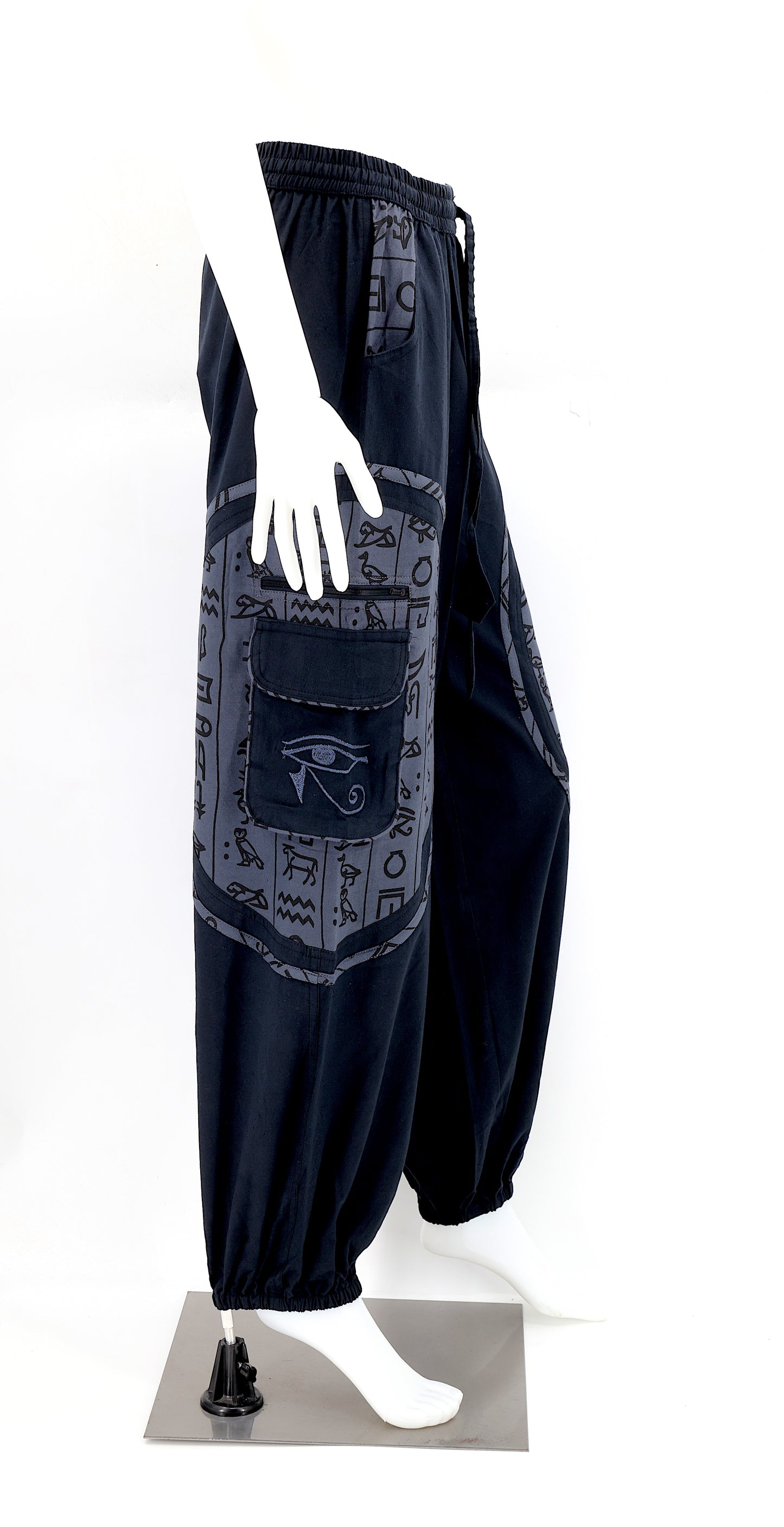 Cotton Hippie Handmade Harem Eye of Ra and Eye of Horus Embroidered Bohemian Pants