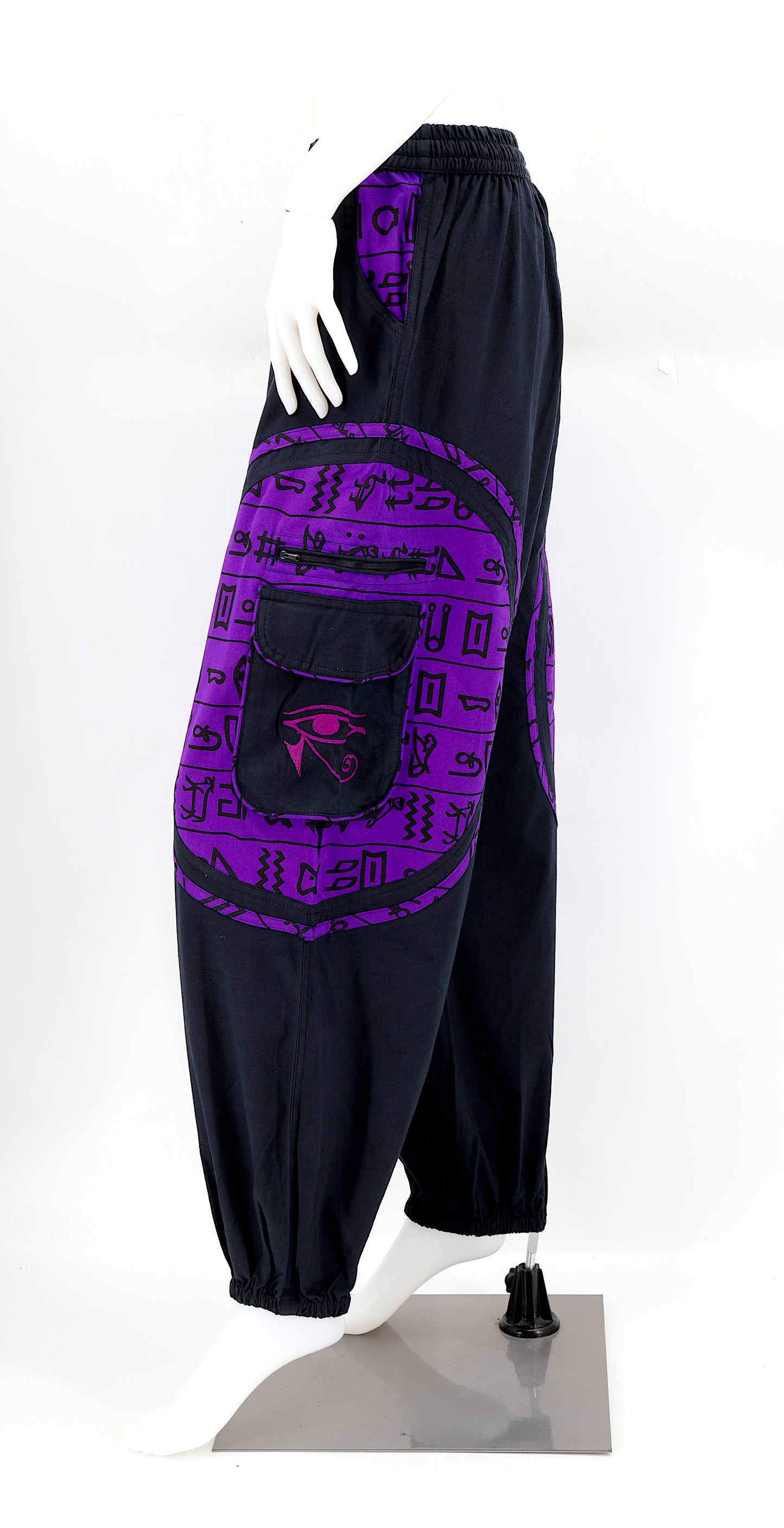 Cotton Hippie Handmade Harem Eye of Ra and Eye of Horus Embroidered Bohemian Pants
