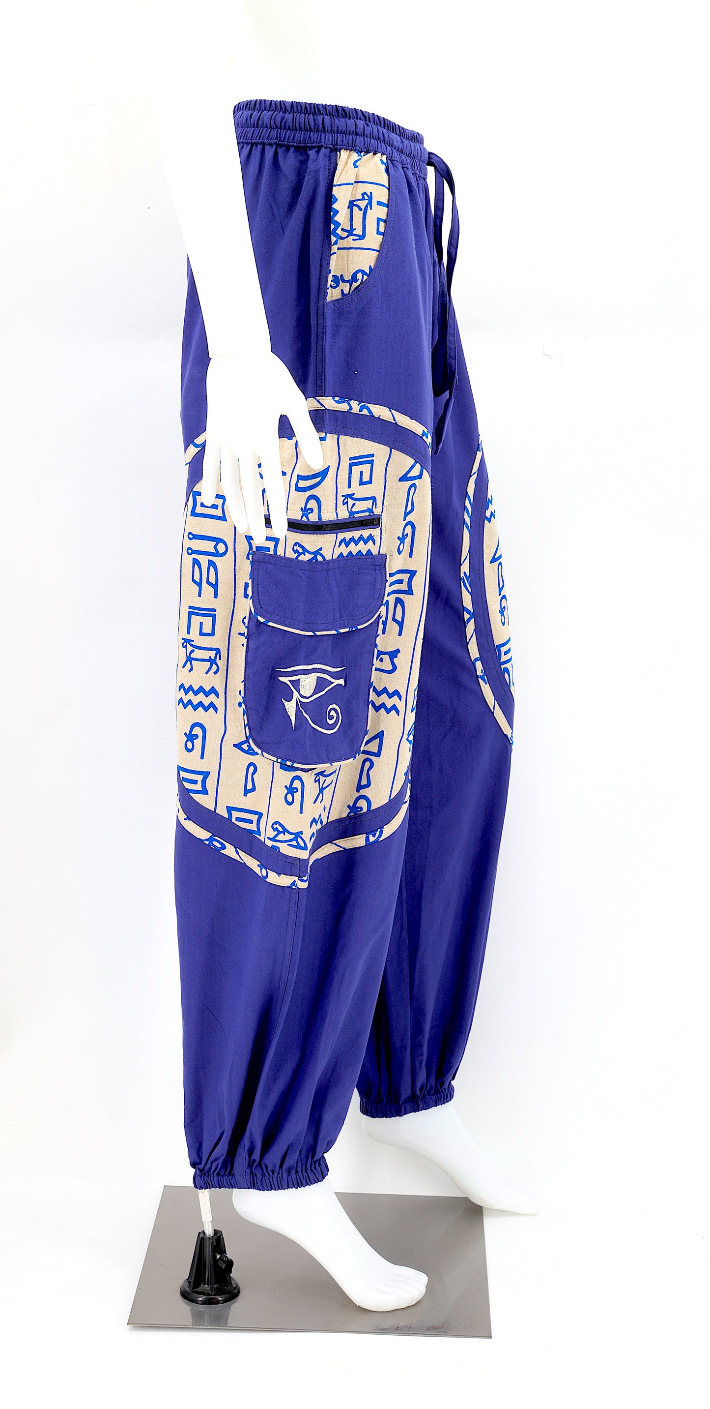 Cotton Hippie Handmade Harem Eye of Ra and Eye of Horus Embroidered Bohemian Pants