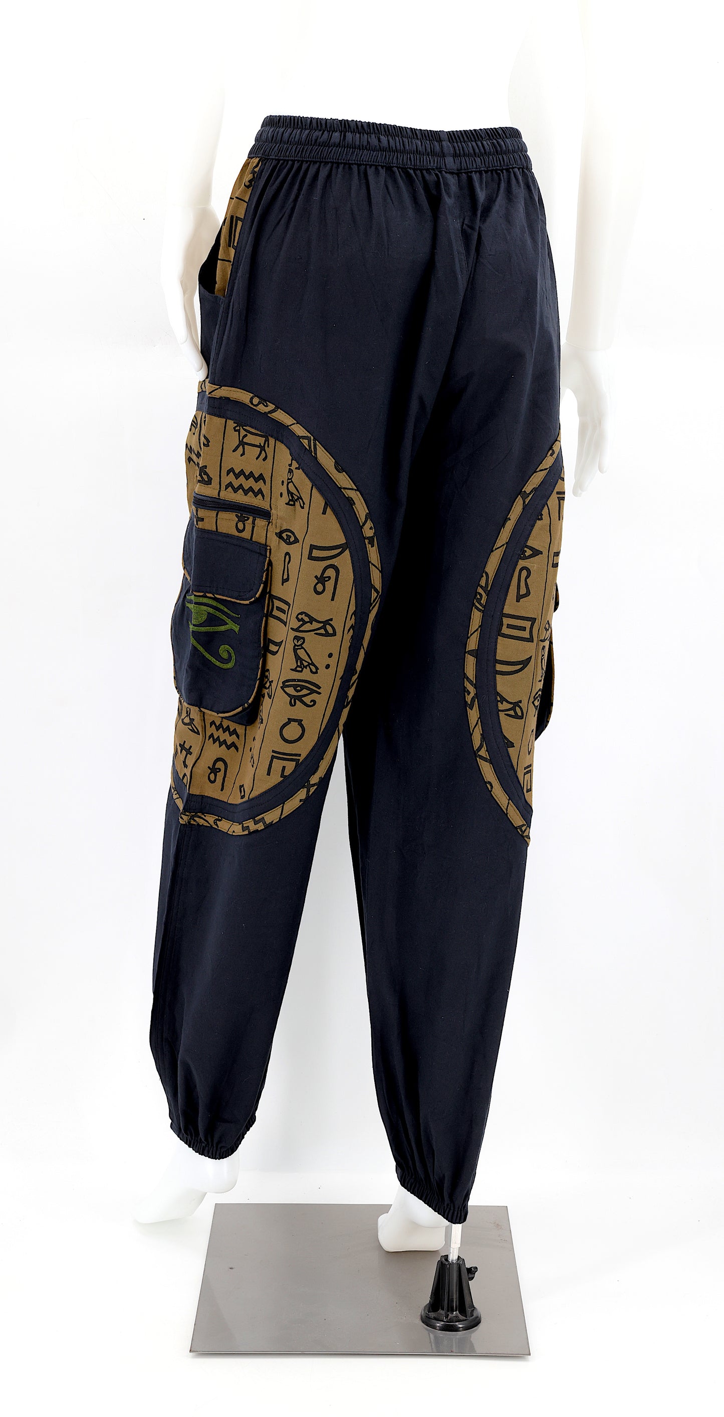 Cotton Hippie Handmade Harem Eye of Ra and Eye of Horus Embroidered Bohemian Pants
