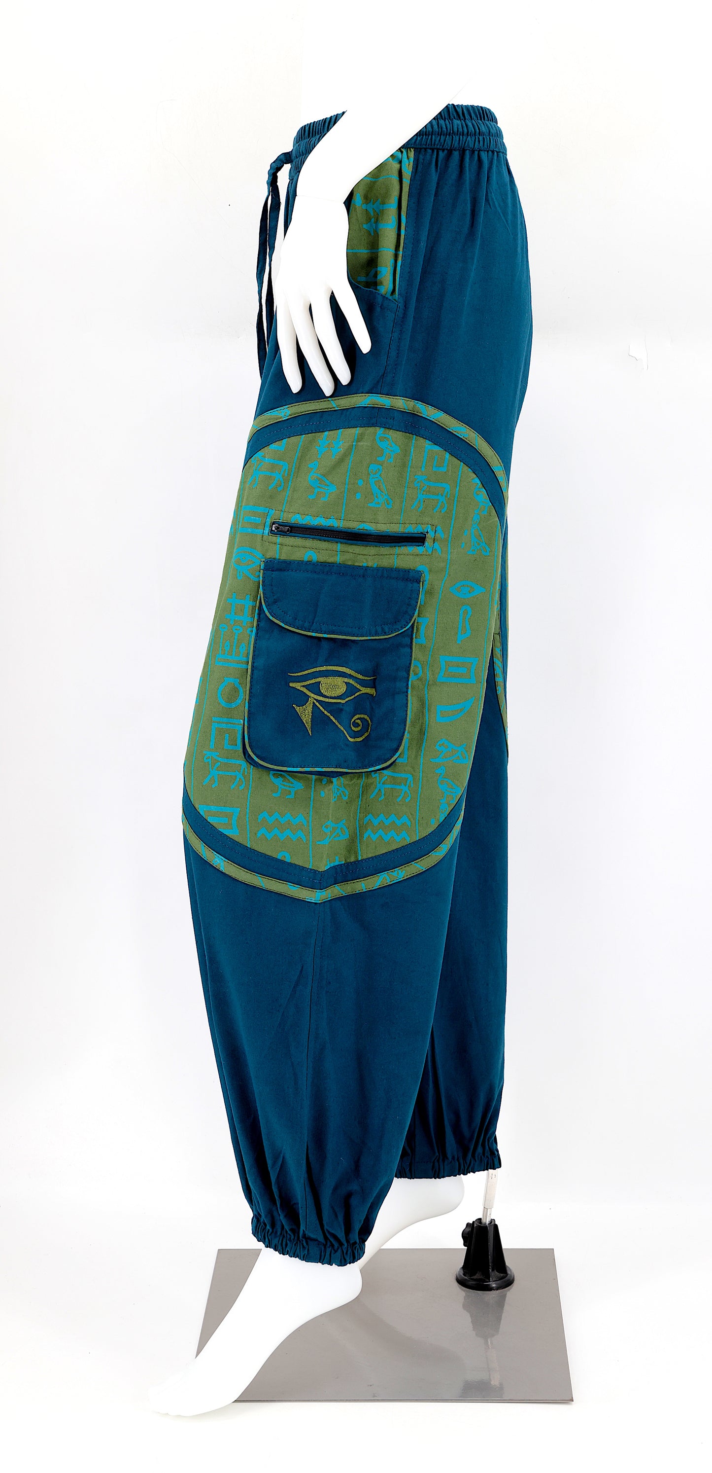 Cotton Hippie Handmade Harem Eye of Ra and Eye of Horus Embroidered Bohemian Pants
