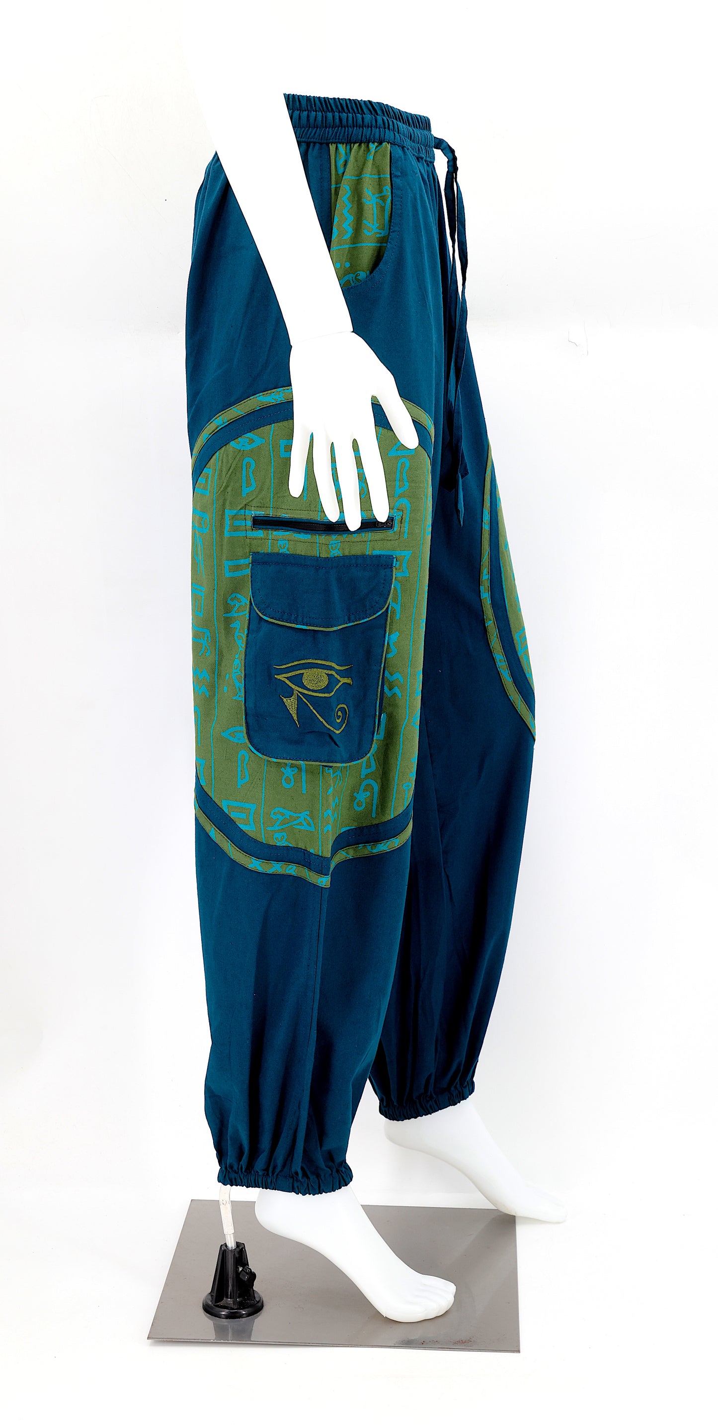 Cotton Hippie Handmade Harem Eye of Ra and Eye of Horus Embroidered Bohemian Pants