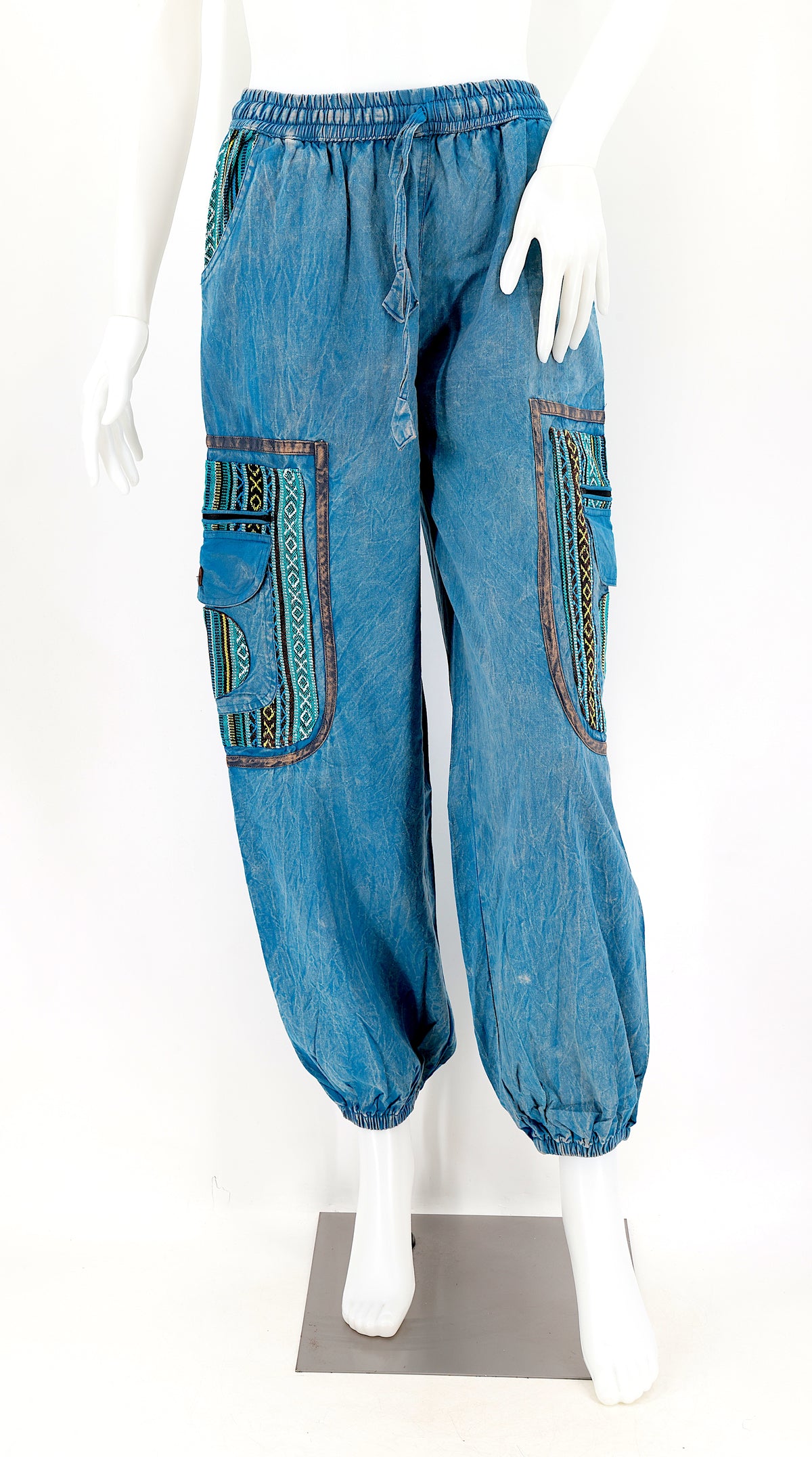 Pantalon Sarouel Simple en Coton Gheri Mix Couleur Délavée