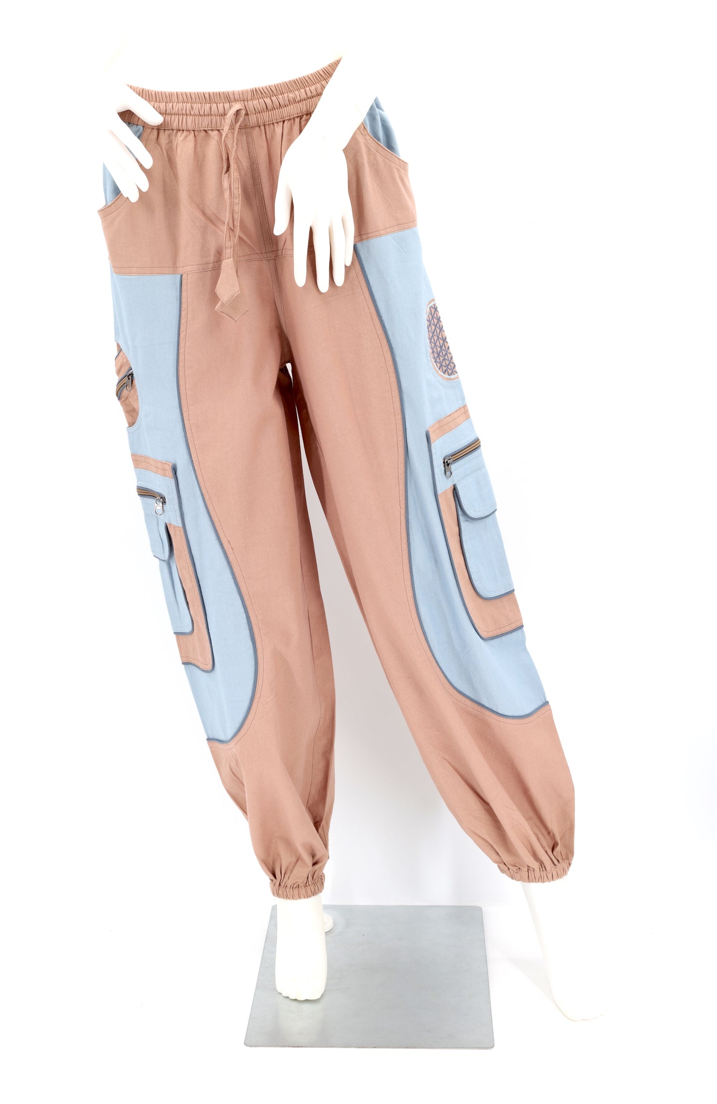 Handmade Cotton Harem Pants – Free-Spirited Flower of Life Embroidered Trousers