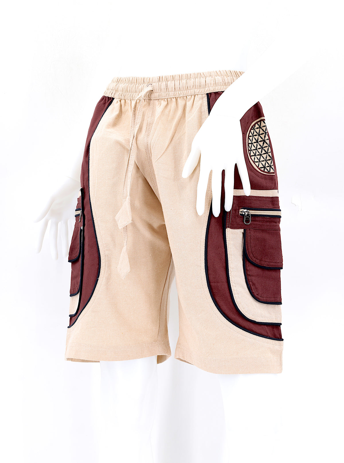 Bestickte Baumwollshorts „Blume des Lebens“