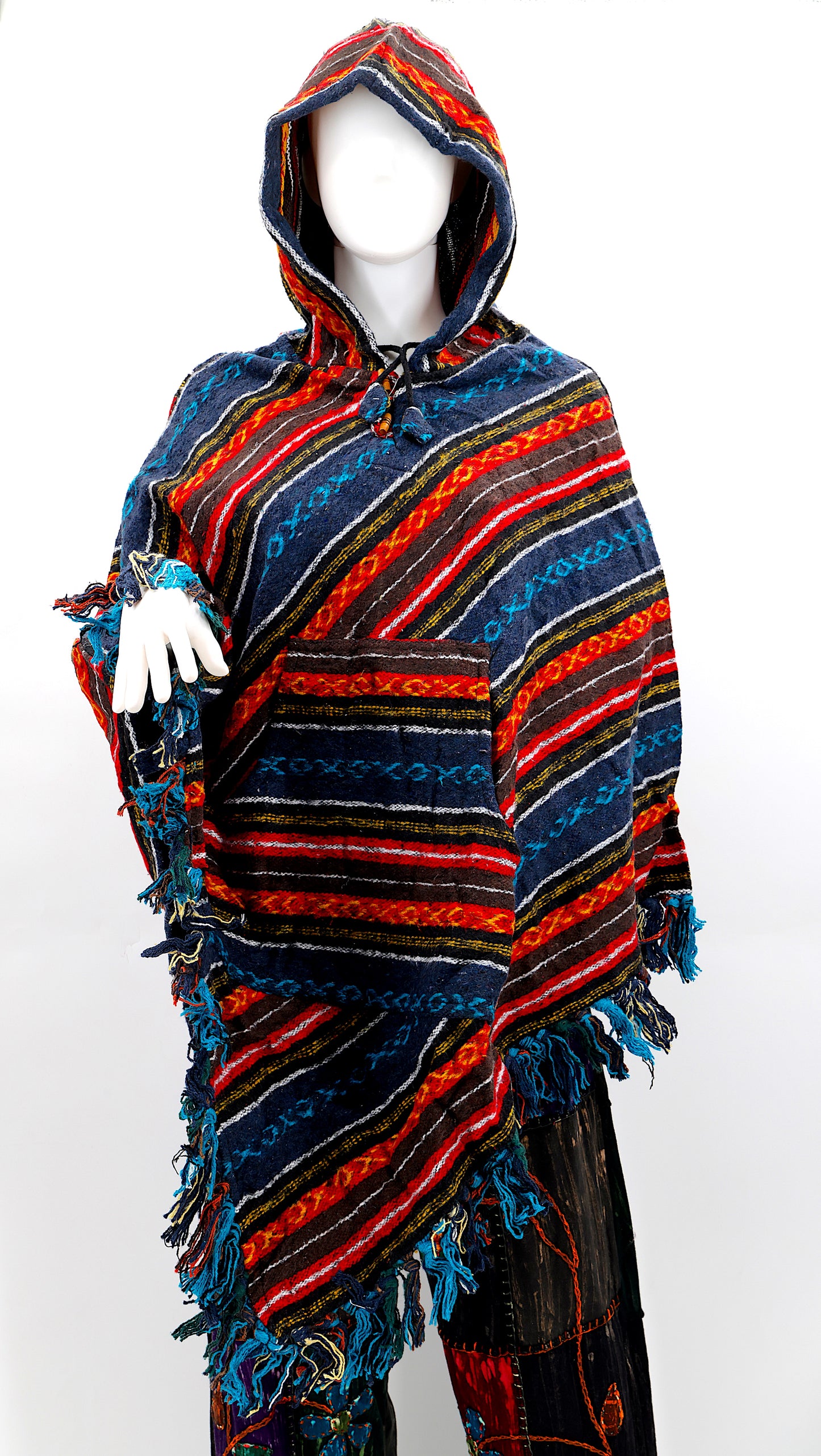 Cotton Hippie Handmade Gheri Cotton Hooded Bohemian Poncho