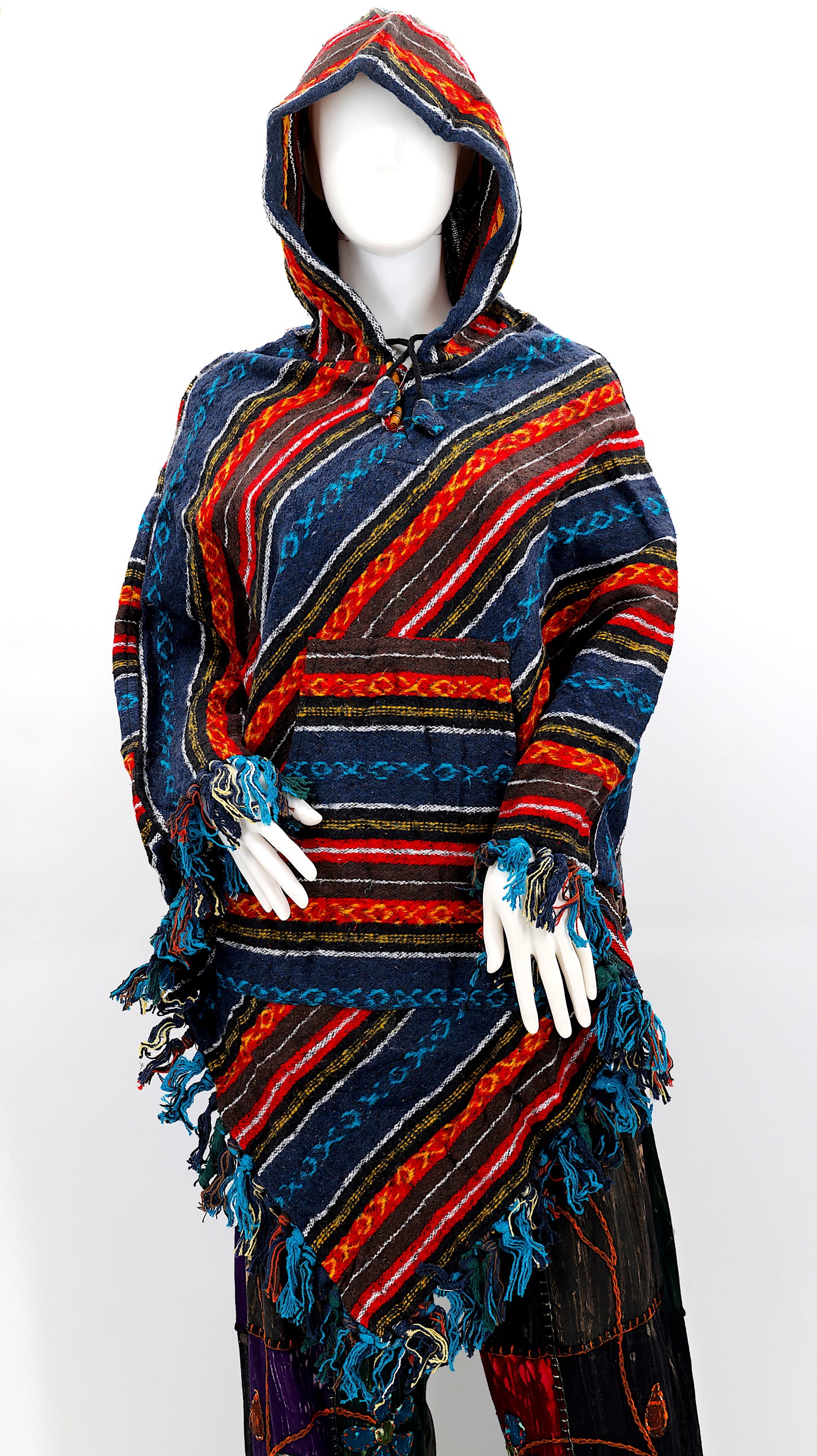 Cotton Hippie Handmade Gheri Cotton Hooded Bohemian Poncho