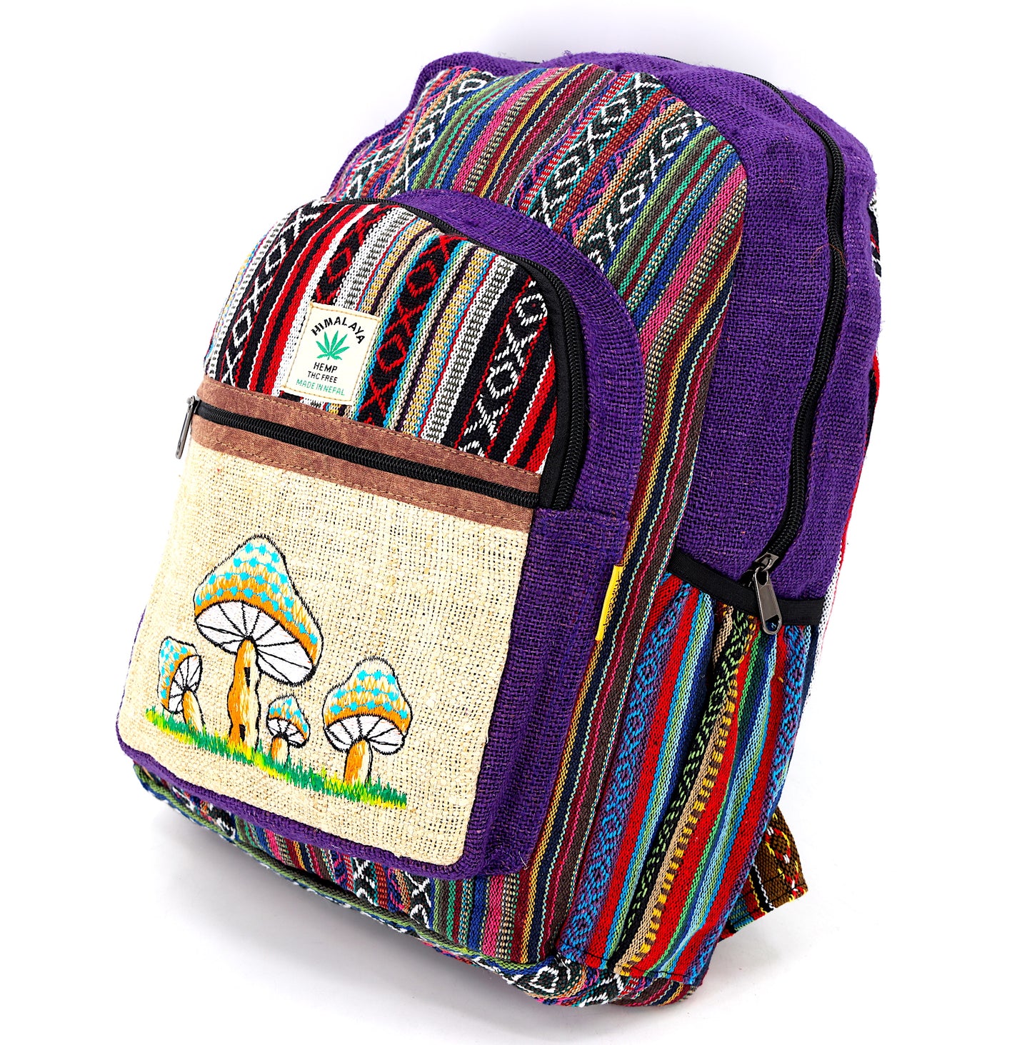 Hemp Mushroom Hand Embroidered Large Backpack