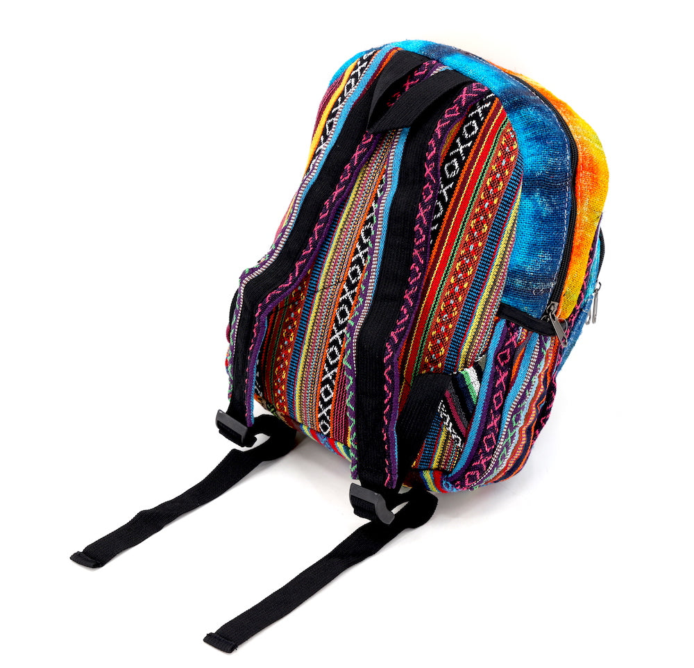Hemp Skull Mushroom Hand Embroidered Tie Dye Mini Backpack