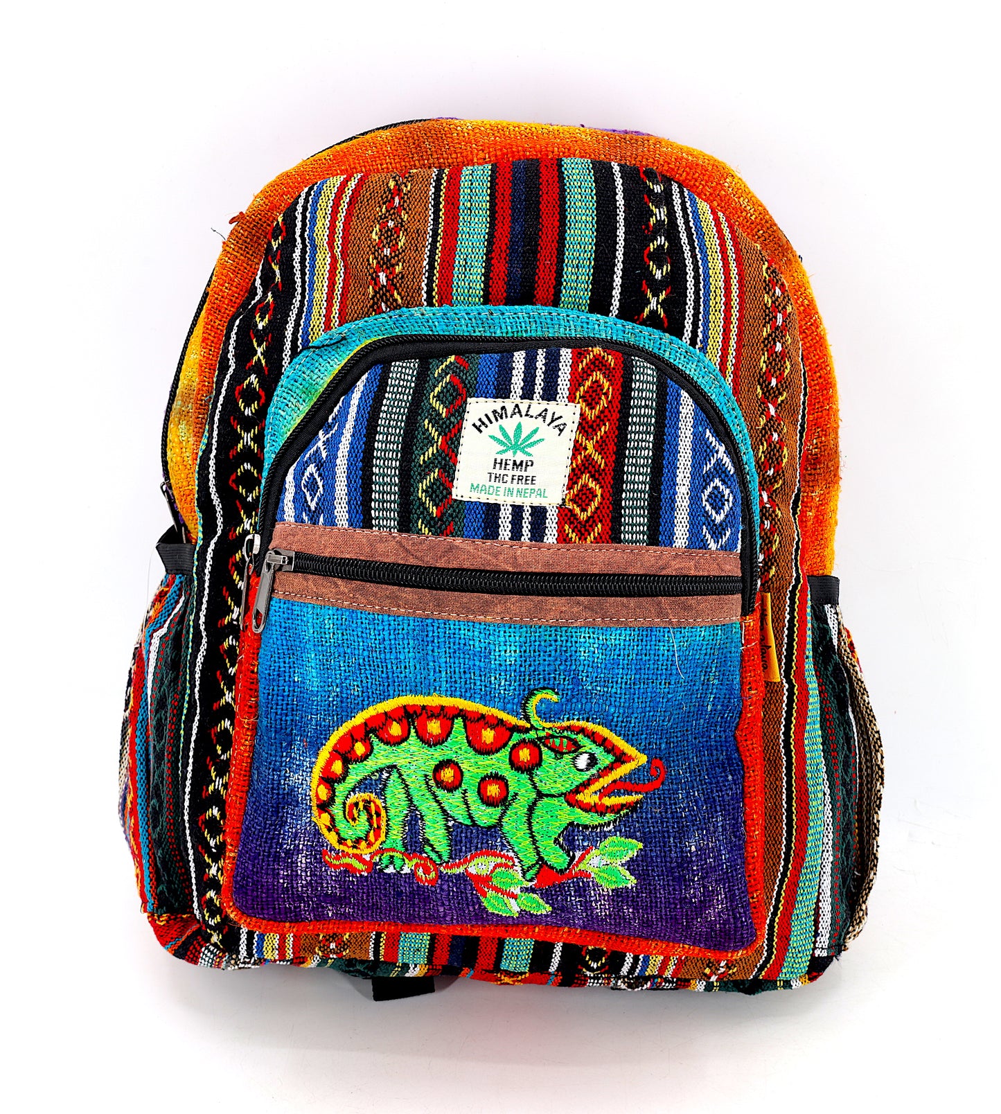 Hemp Chameleon Hand Embroidered Tie Dye Mini Backpack