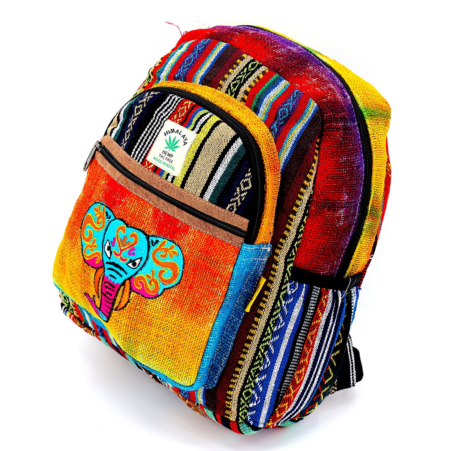 Hemp Elephant Hand Embroidered Tie Dye Mini Backpack