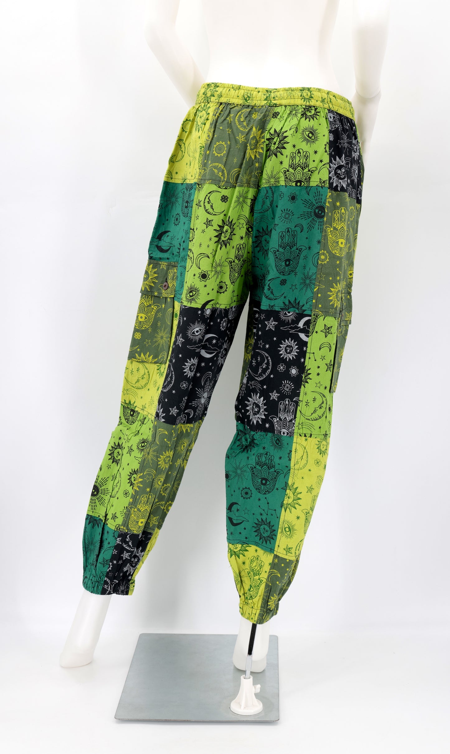 Celestial Print Patchwork Pants | Cotton Cargo Harem Pants