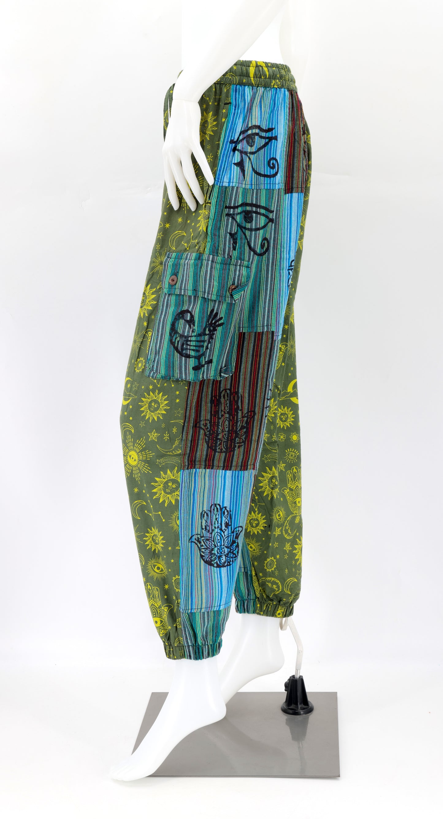 Sun, Moon and Stars Print Patchwork Harem Pants