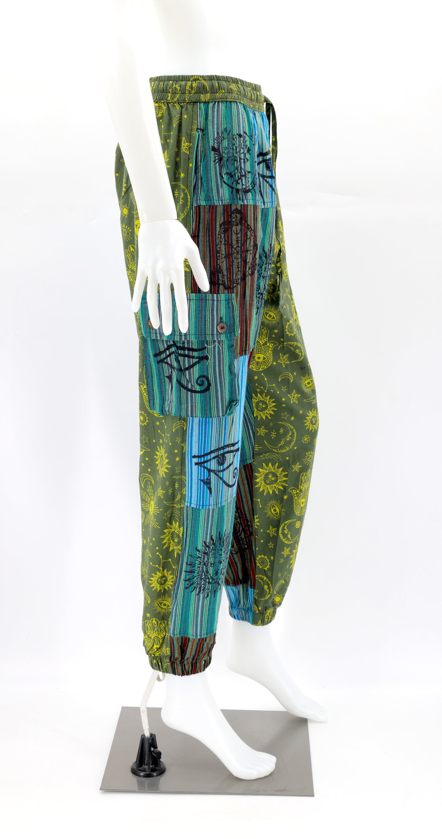 Cotton Hippie Handmade Harem Patchwork Celestial Print Bohemian Pants