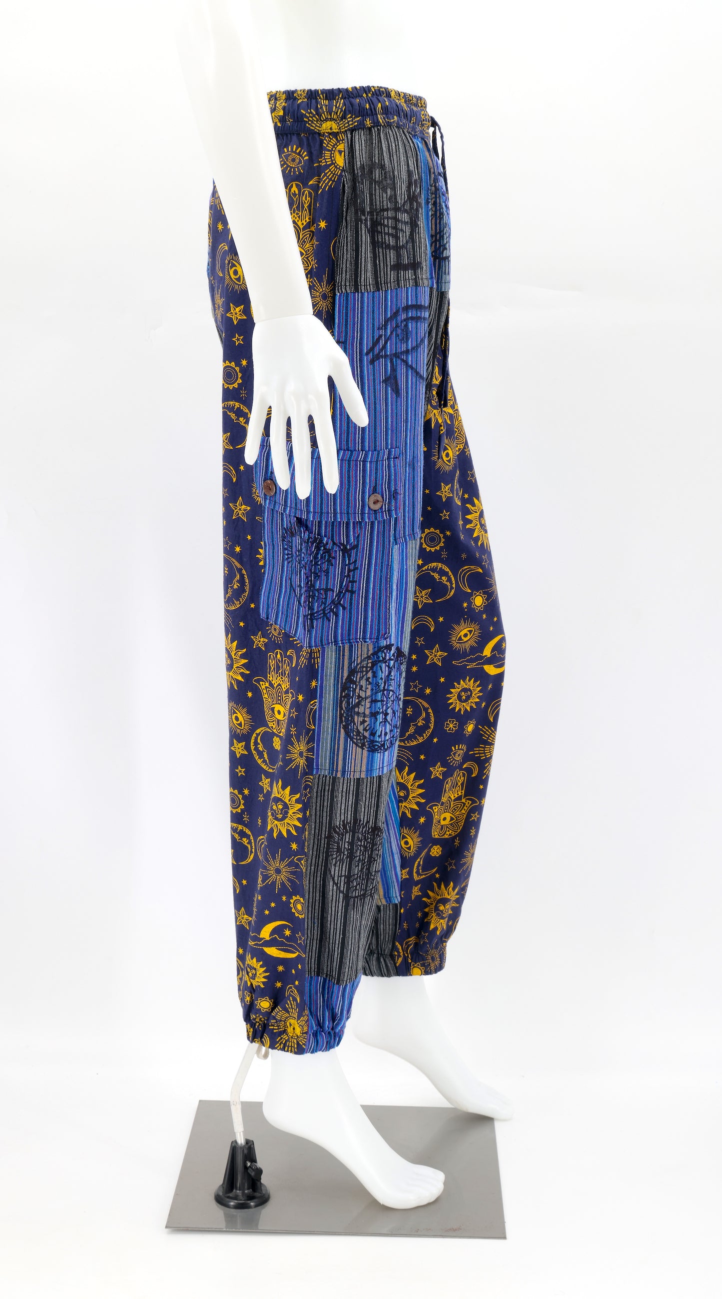 Sun, Moon and Stars Print Patchwork Harem Pants