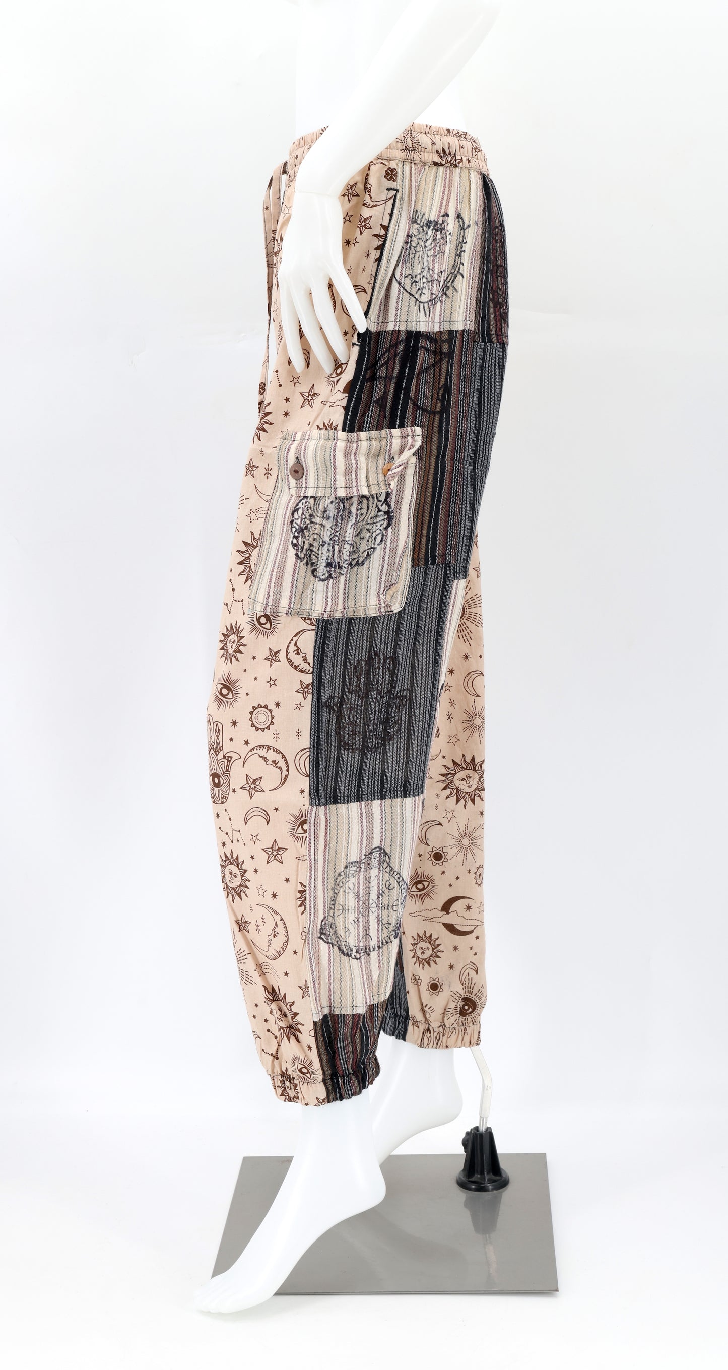 Sun, Moon and Stars Print Patchwork Harem Pants