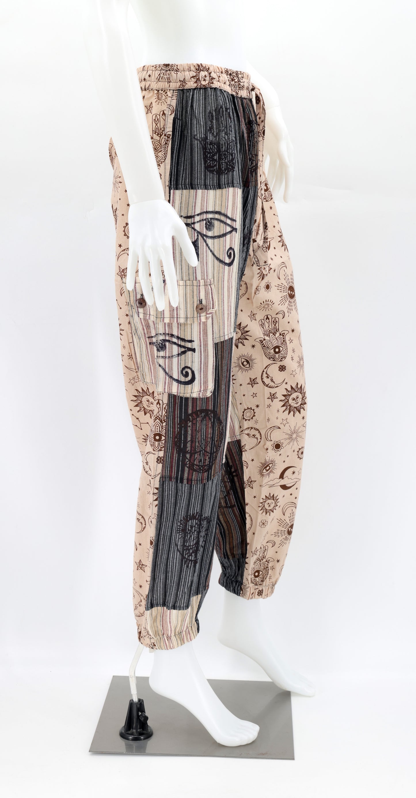 Sun, Moon and Stars Print Patchwork Harem Pants