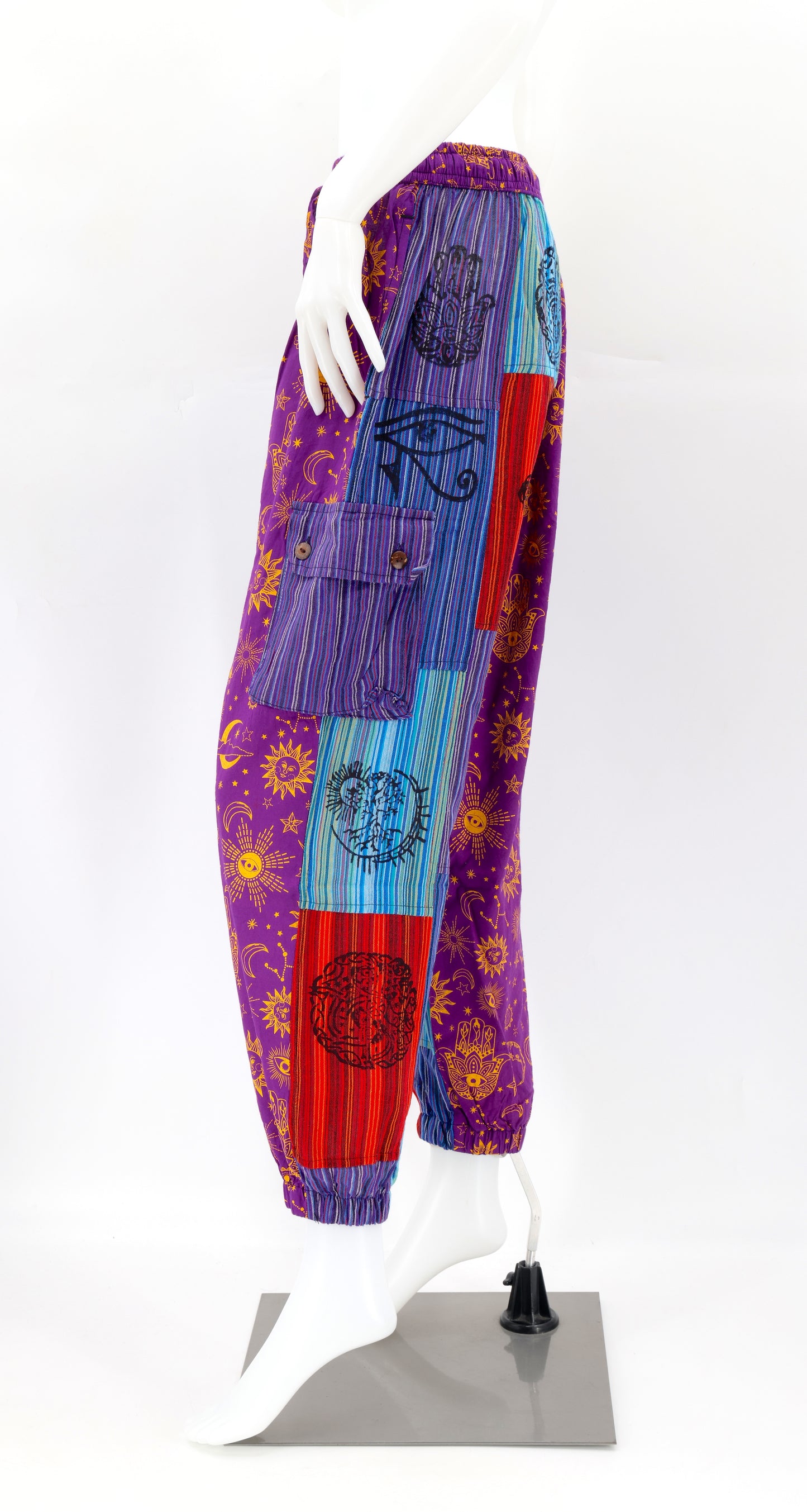 Sun, Moon and Stars Print Patchwork Harem Pants