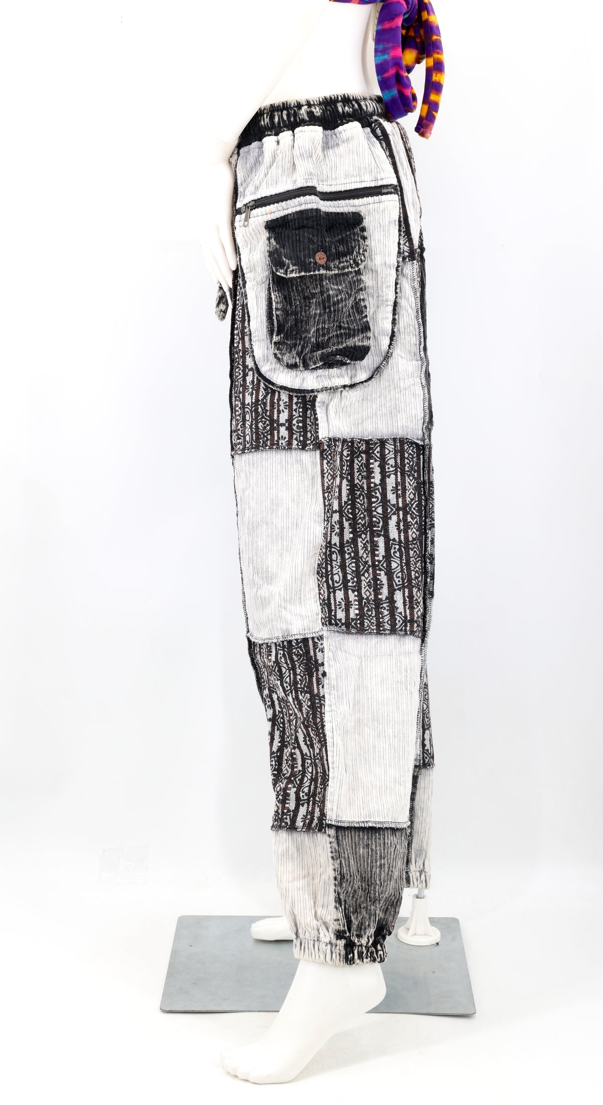 Patchwork-Haremshose aus Cord | Winter-Cargohose