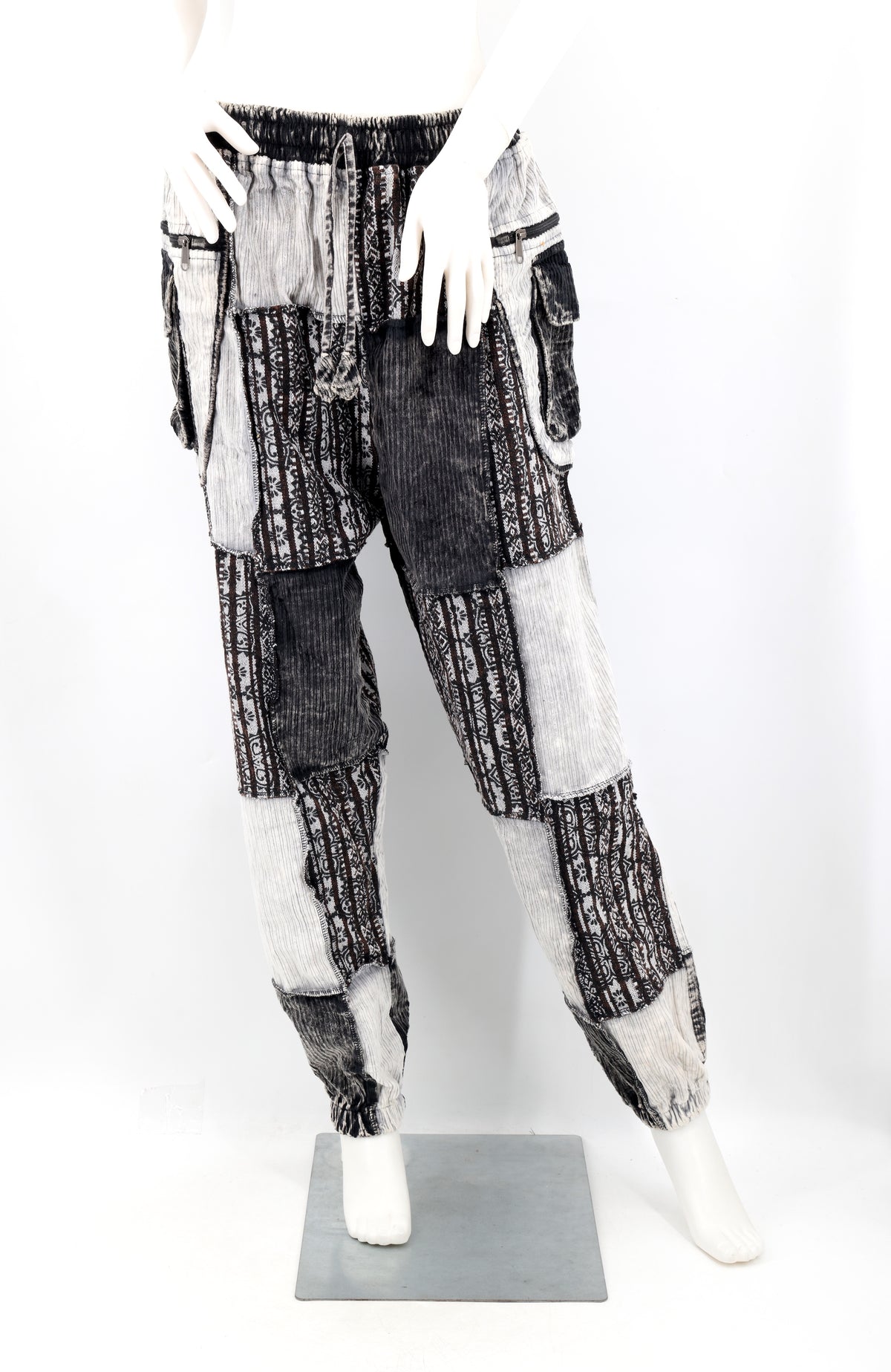 Patchwork-Haremshose aus Cord | Winter-Cargohose