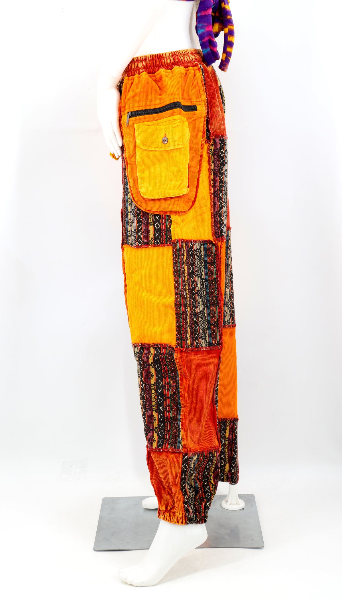 Patchwork-Haremshose aus Cord | Winter-Cargohose