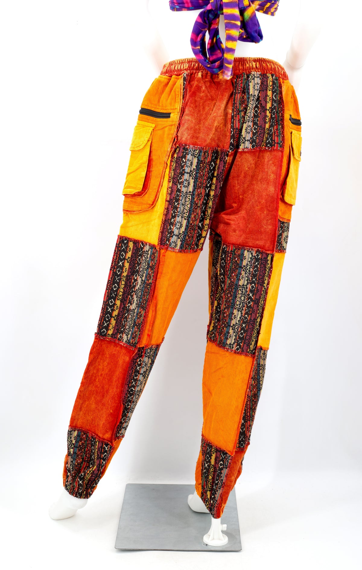 Patchwork-Haremshose aus Cord | Winter-Cargohose