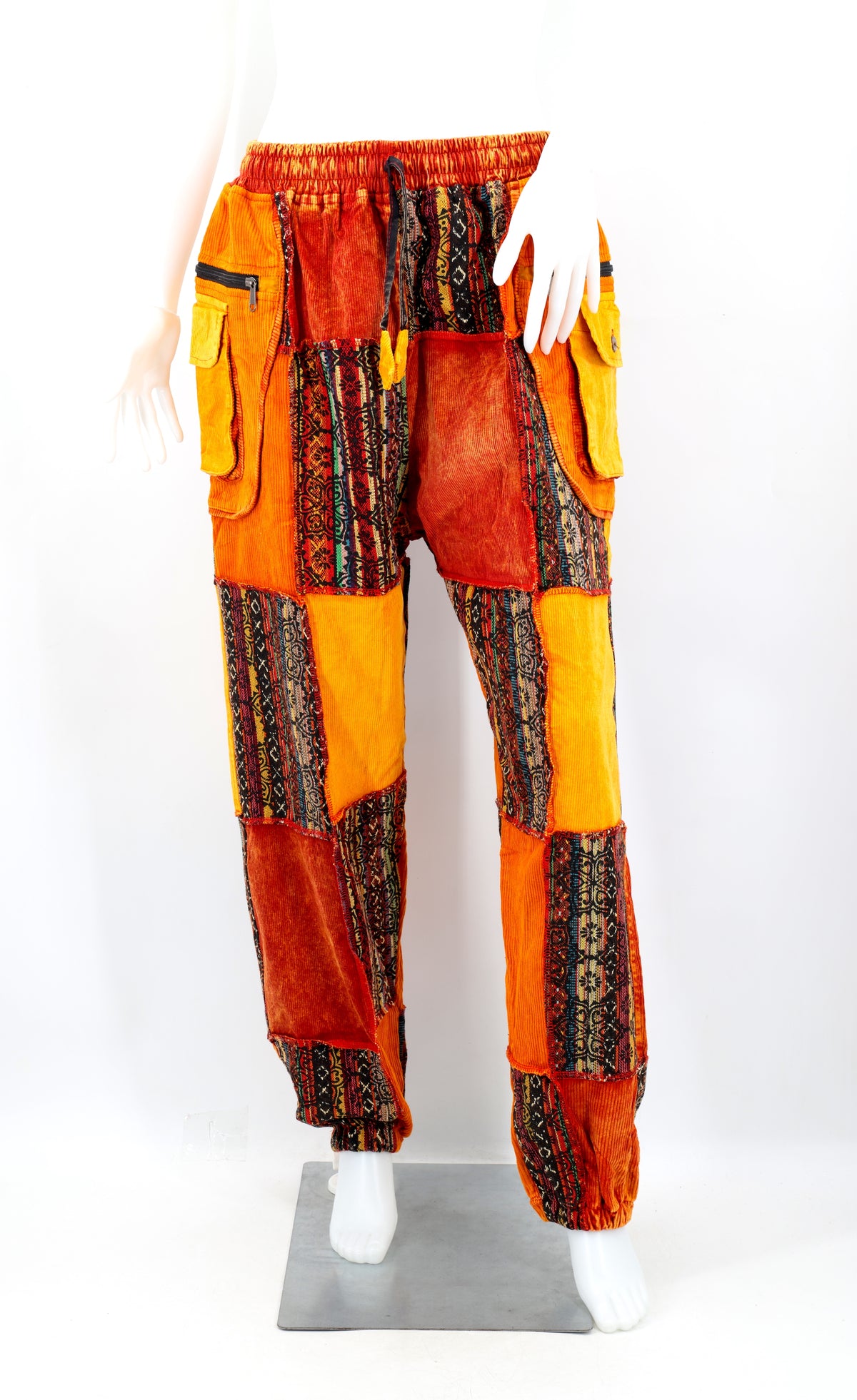 Patchwork-Haremshose aus Cord | Winter-Cargohose