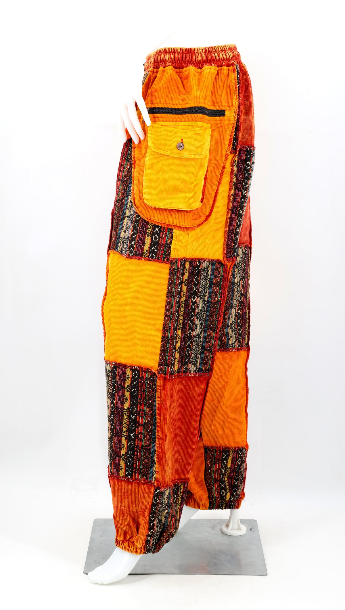 Patchwork-Haremshose aus Cord | Winter-Cargohose
