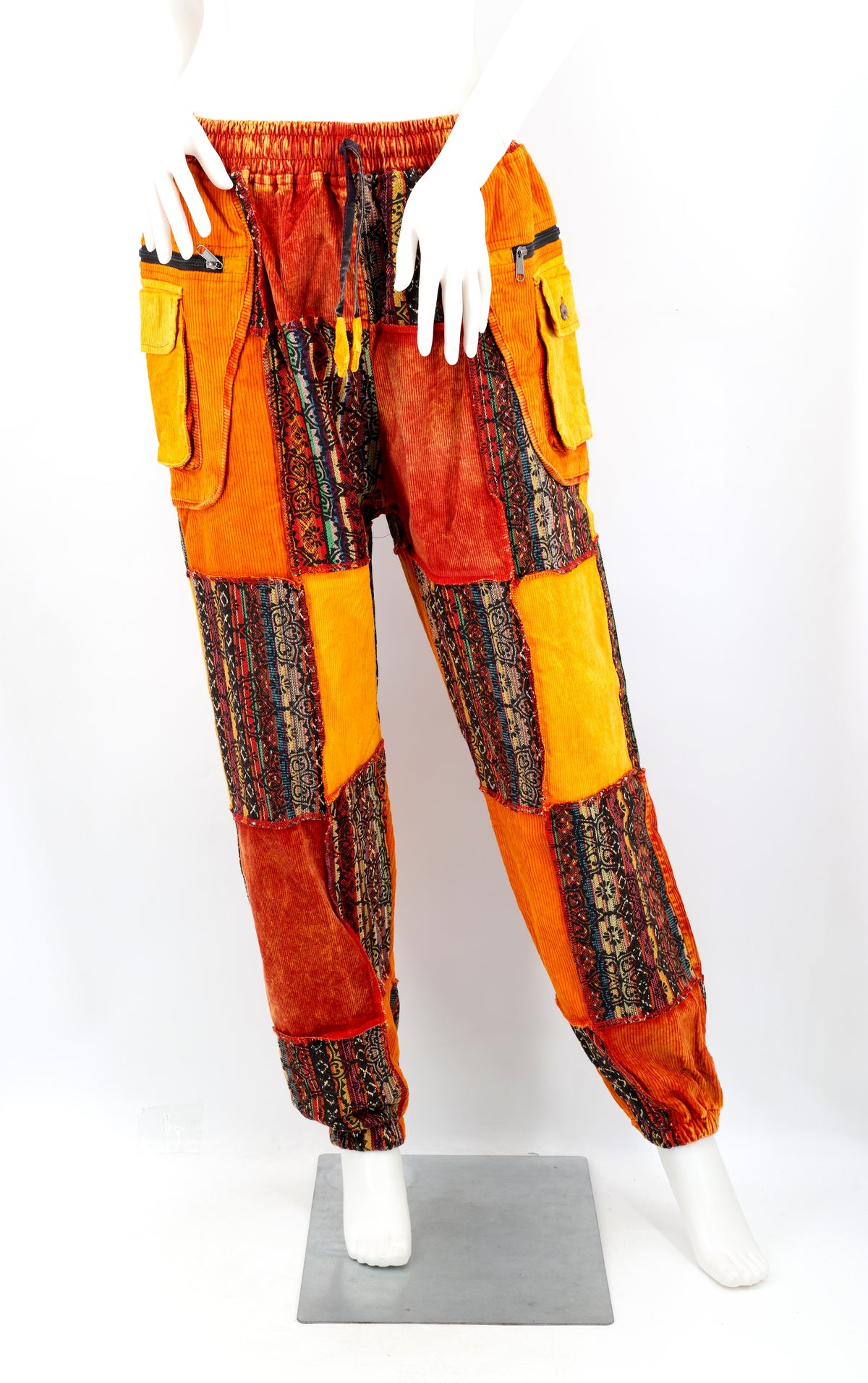 Patchwork-Haremshose aus Cord | Winter-Cargohose