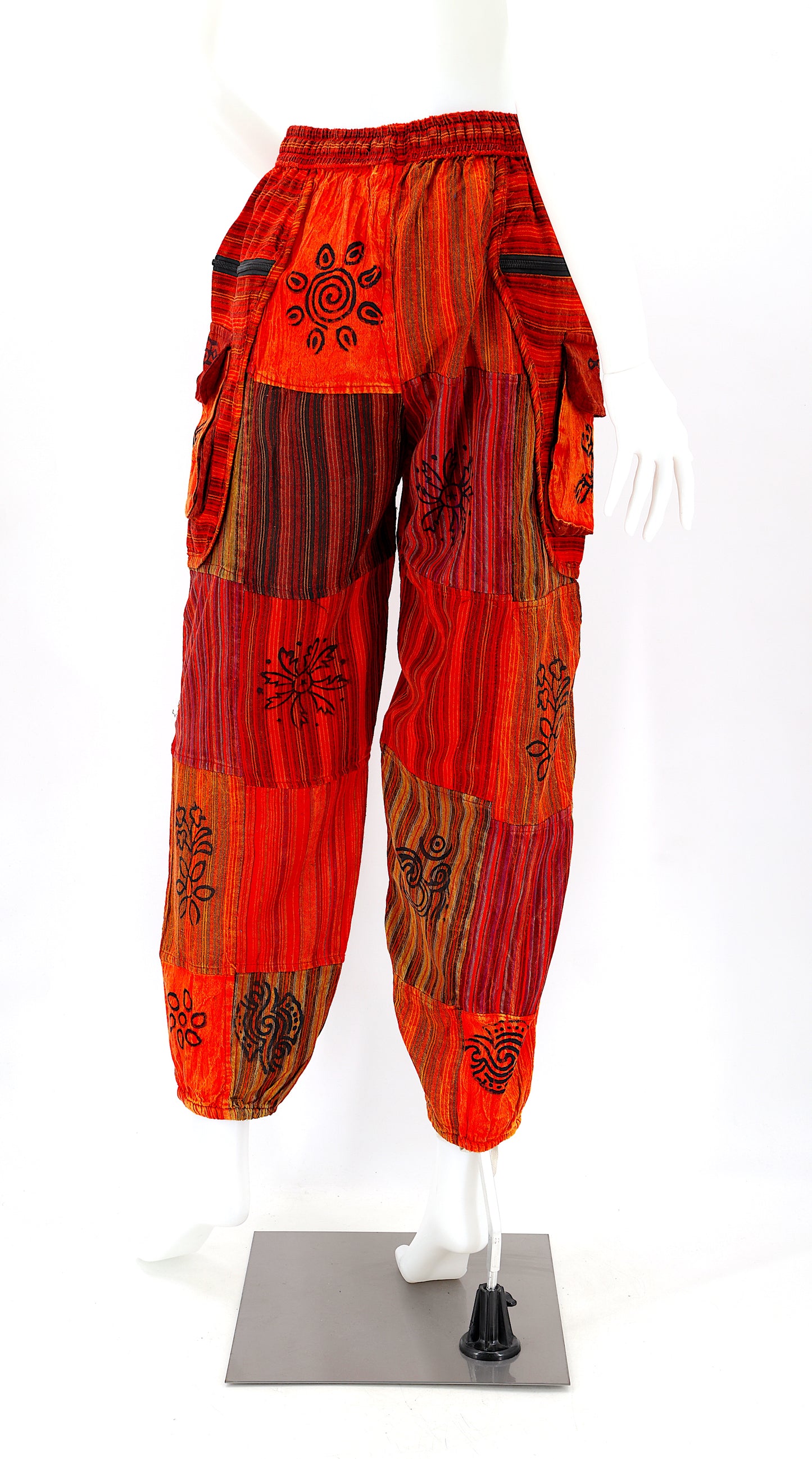 Klassische Patchwork-Baumwoll-Haremshosen | Traditionelle Freigeist-Hosen