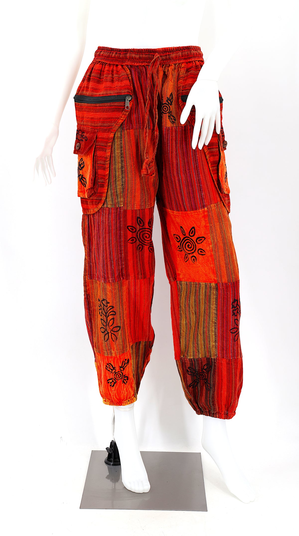 Klassische Patchwork-Baumwoll-Haremshosen | Traditionelle Freigeist-Hosen