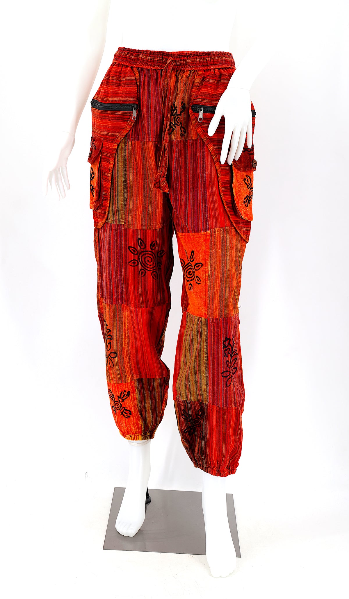 Klassische Patchwork-Baumwoll-Haremshosen | Traditionelle Freigeist-Hosen