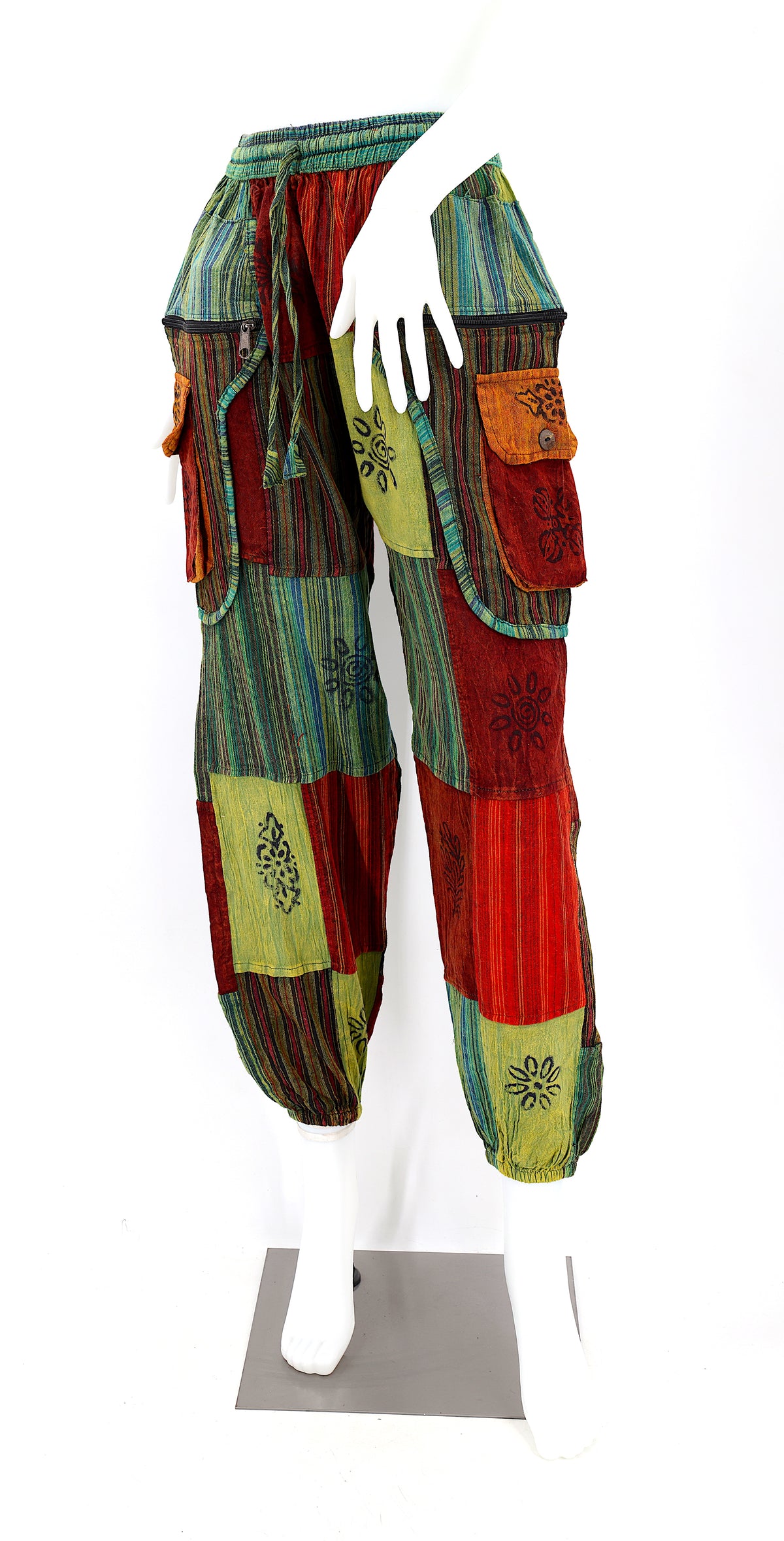 Klassische Patchwork-Baumwoll-Haremshosen | Traditionelle Freigeist-Hosen