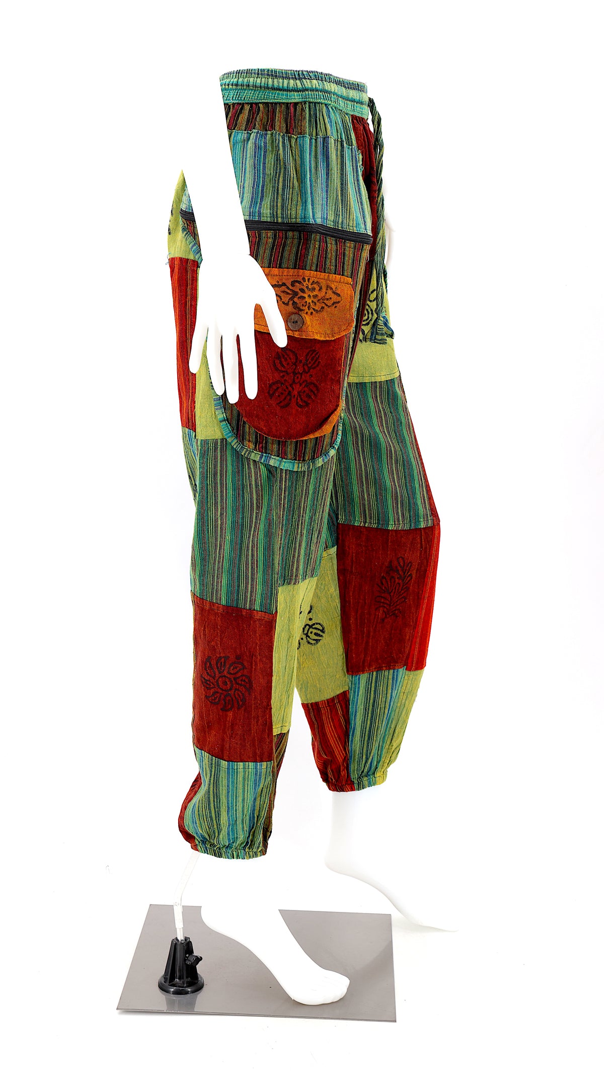 Klassische Patchwork-Baumwoll-Haremshosen | Traditionelle Freigeist-Hosen