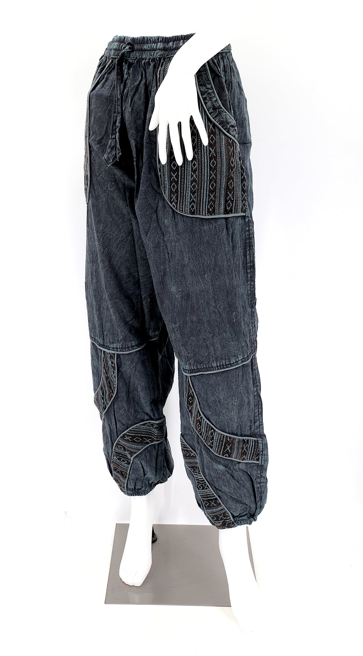 Pantalon sarouel en coton vintage délavé | Style bohème usé
