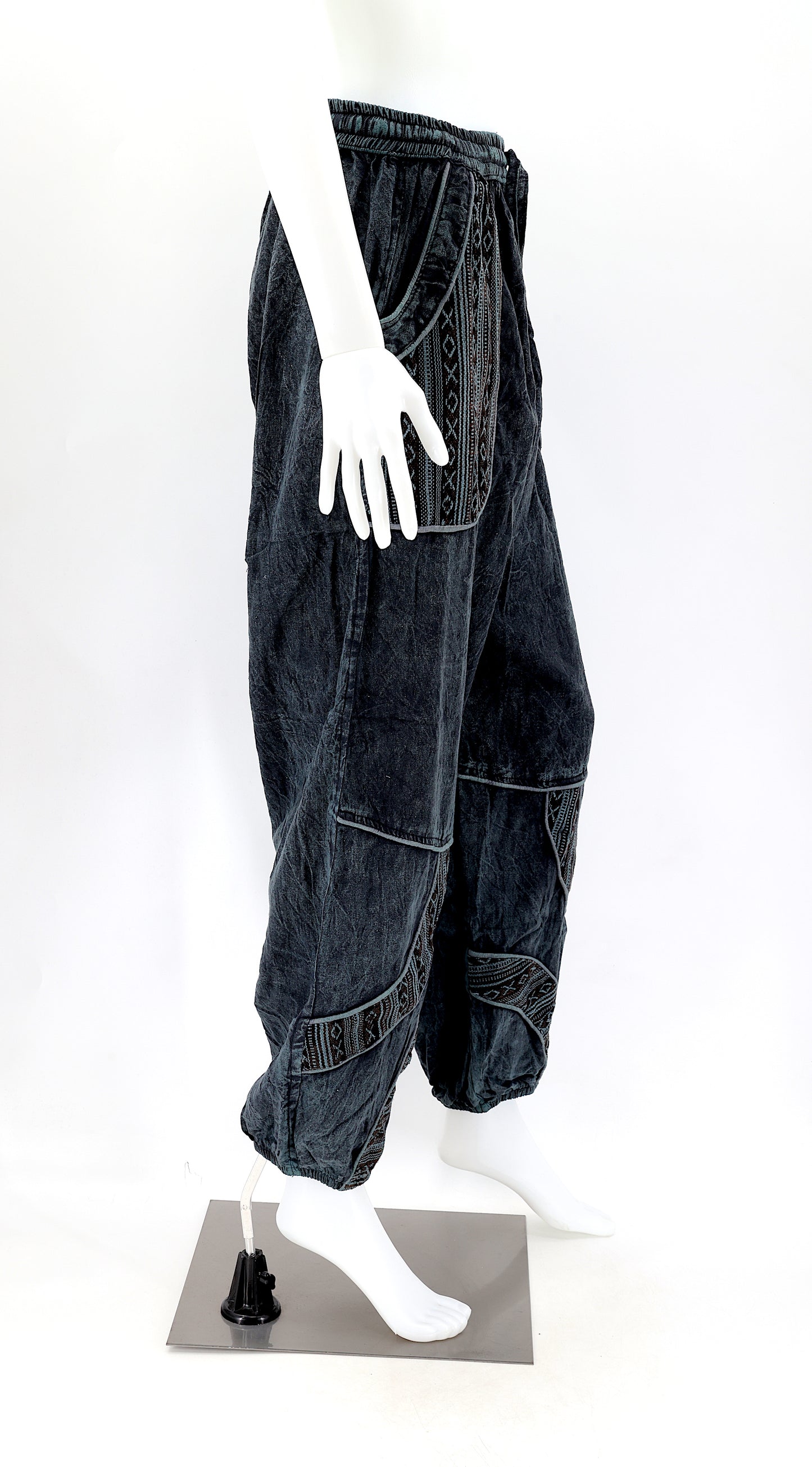 Pantalon sarouel en coton vintage délavé | Style bohème usé