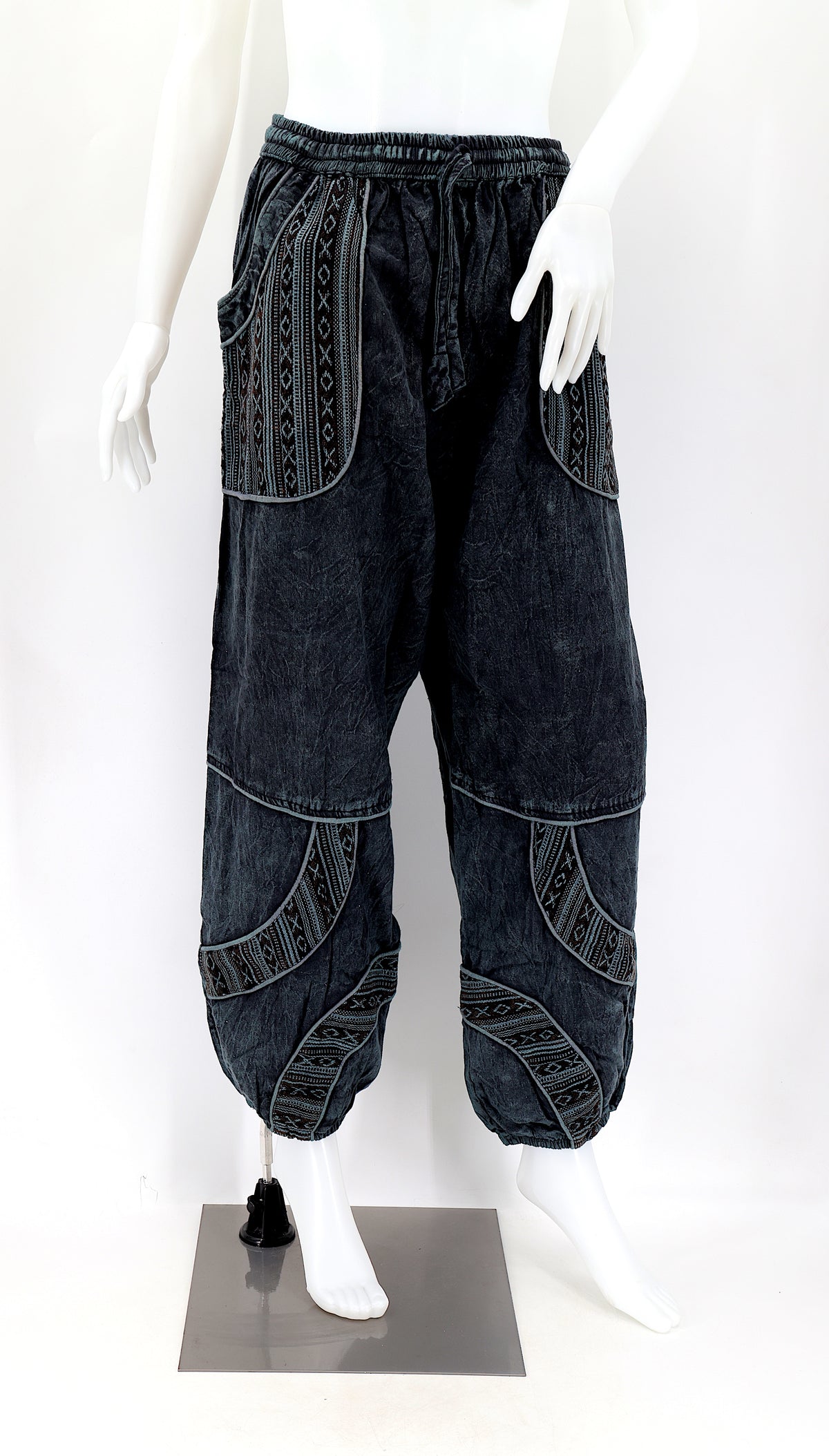 Pantalon sarouel en coton vintage délavé | Style bohème usé