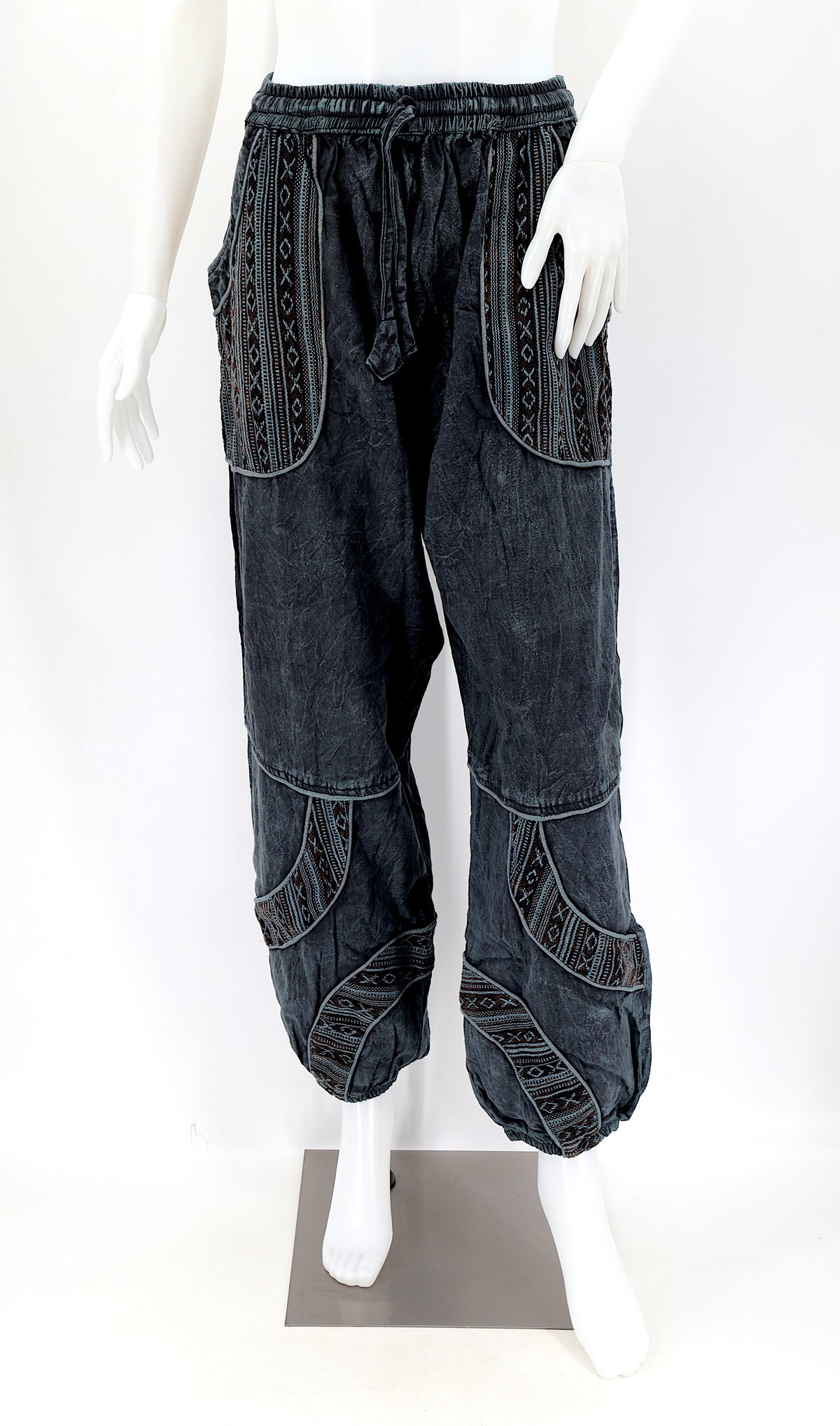 Pantalon sarouel en coton vintage délavé | Style bohème usé