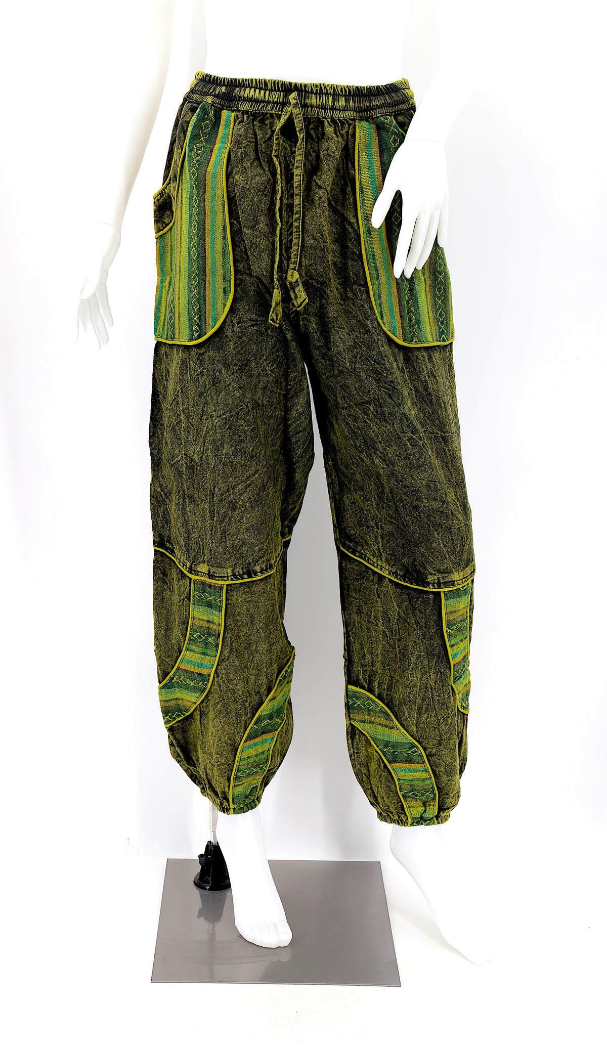Pantalon sarouel en coton vintage délavé | Style bohème usé
