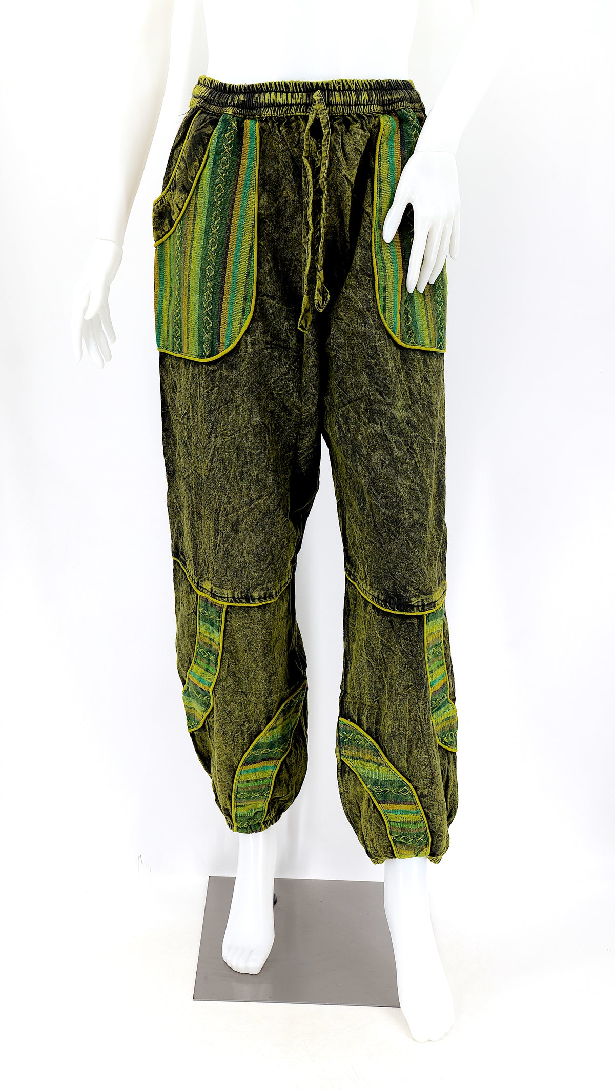 Pantalon sarouel en coton vintage délavé | Style bohème usé