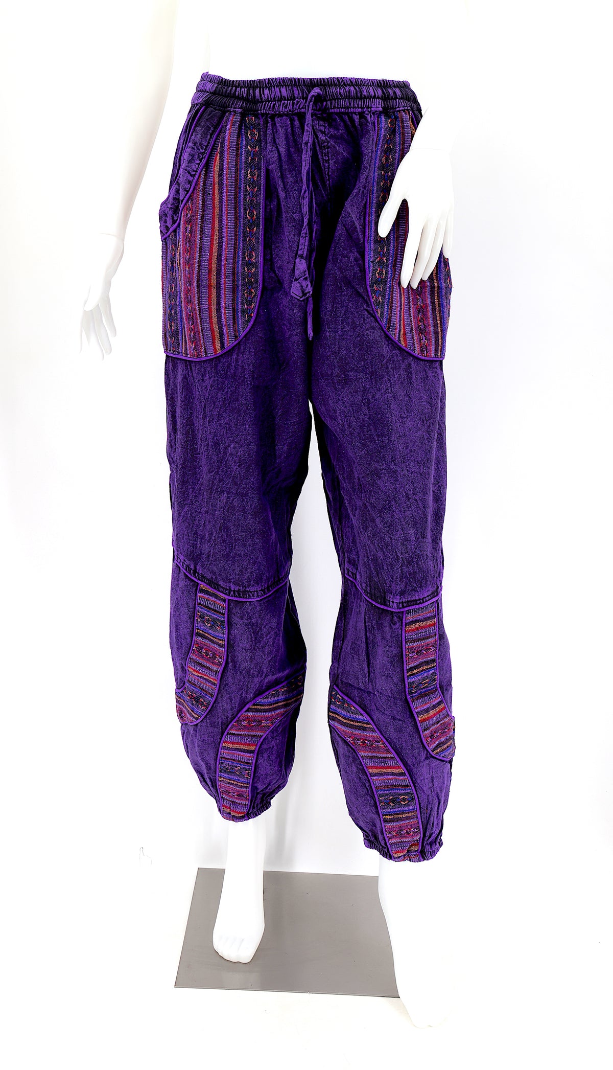Pantalon sarouel en coton vintage délavé | Style bohème usé