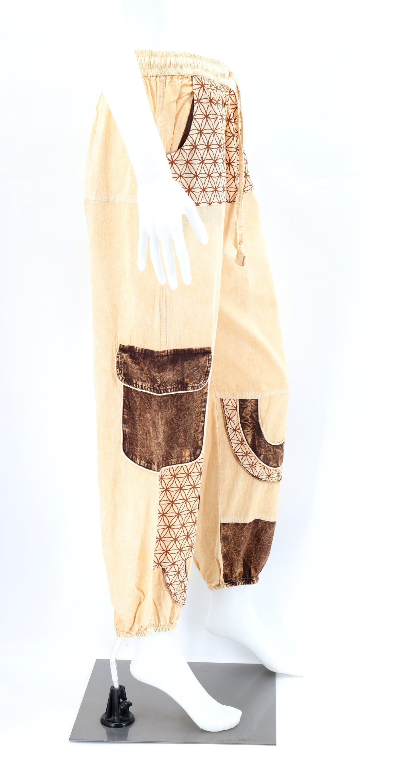 Cotton Hippie Handmade Harem Flower of Life Print Multicolor Cargo Bohemian Pants